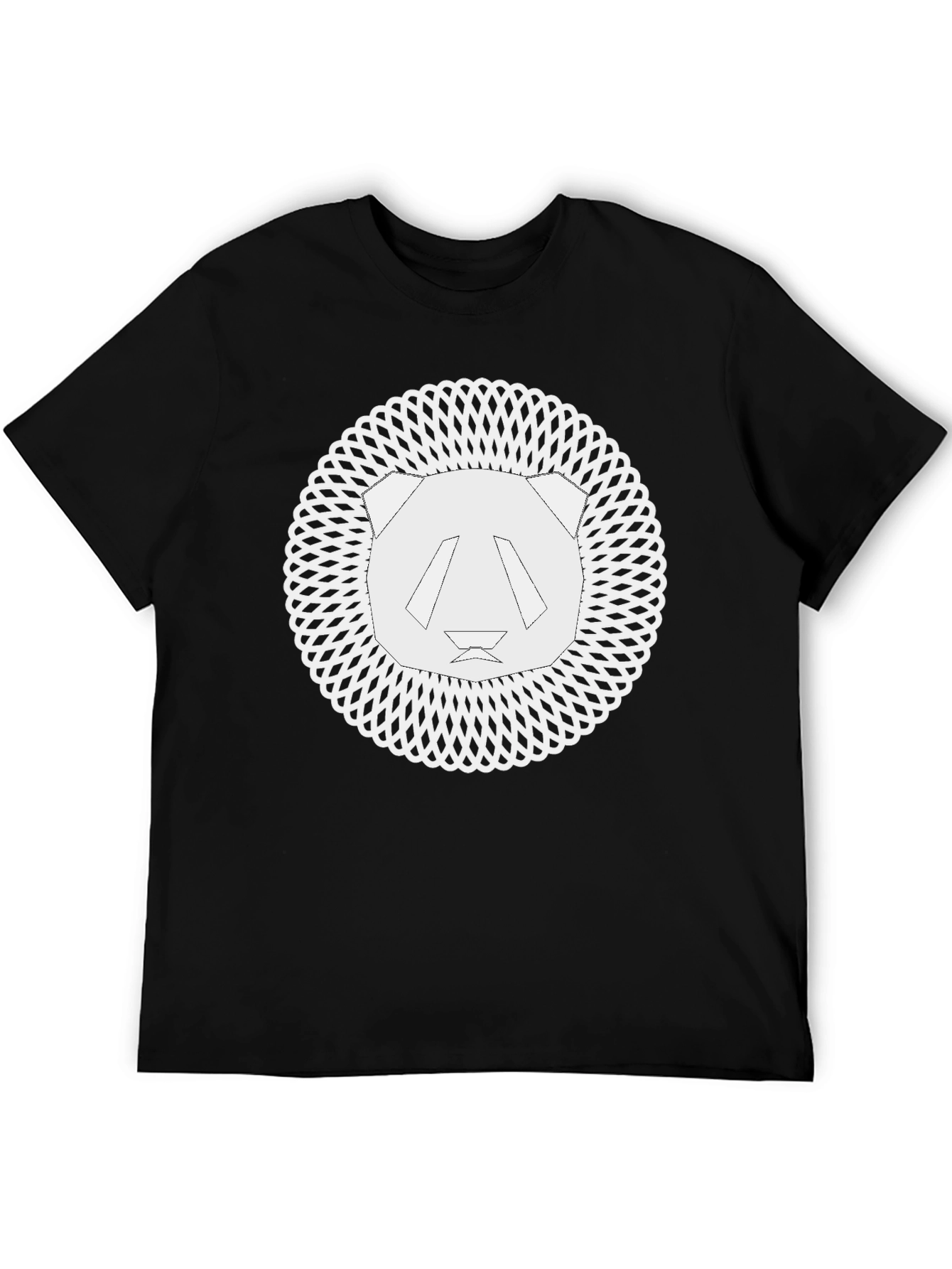 Geometric Panda Graphic Tee - Black