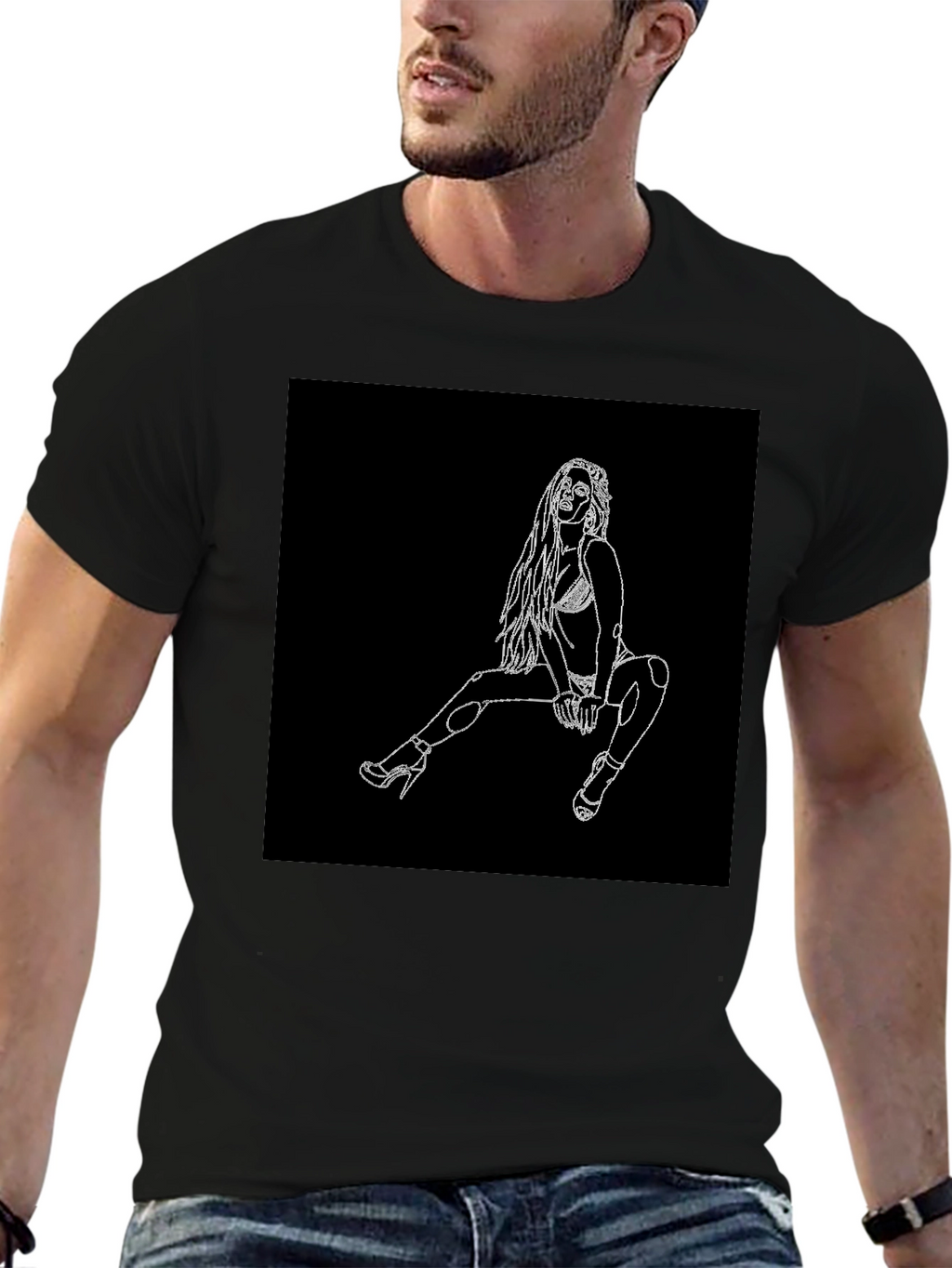 Black T-Shirt with Graphic Design