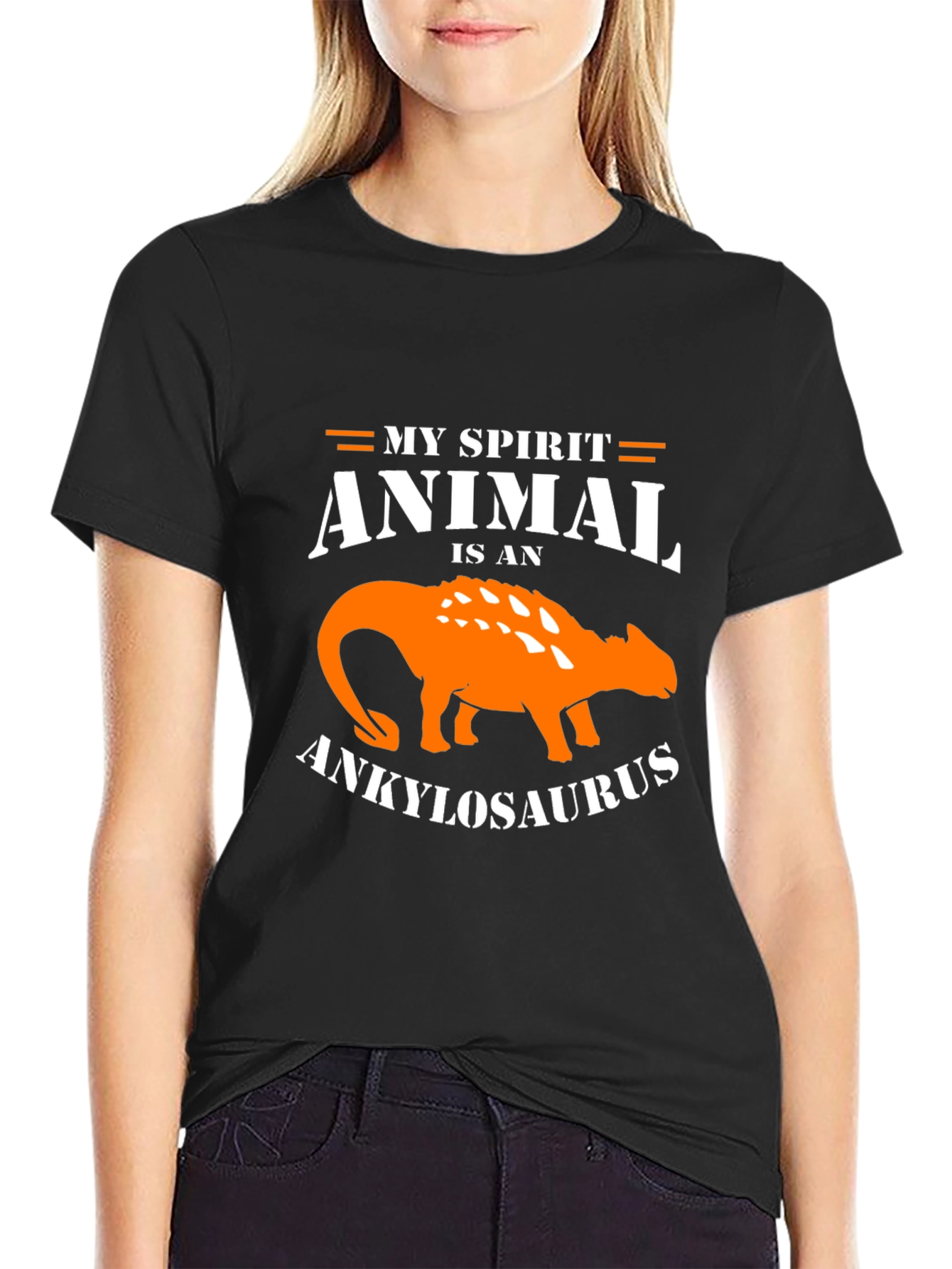Ankylosaurus Spirit Animal Graphic Tee - Black