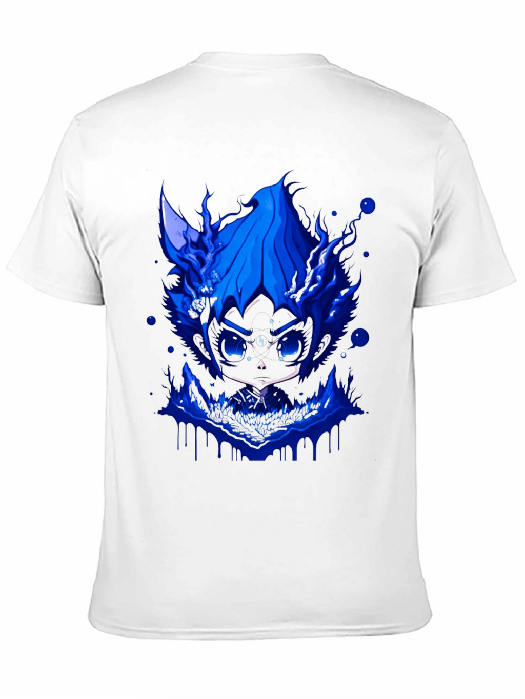 Mens Black T-Shirt with Blue Graphic Design