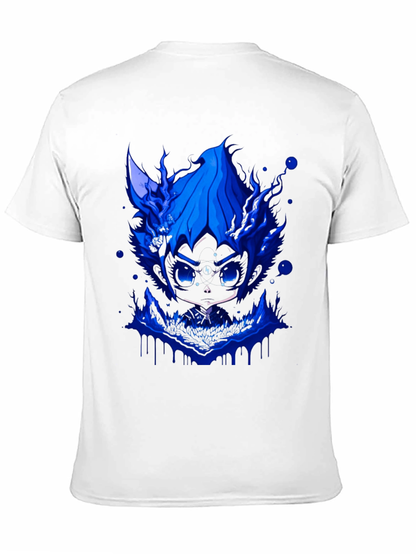 Mens Black T-Shirt with Blue Graphic Design