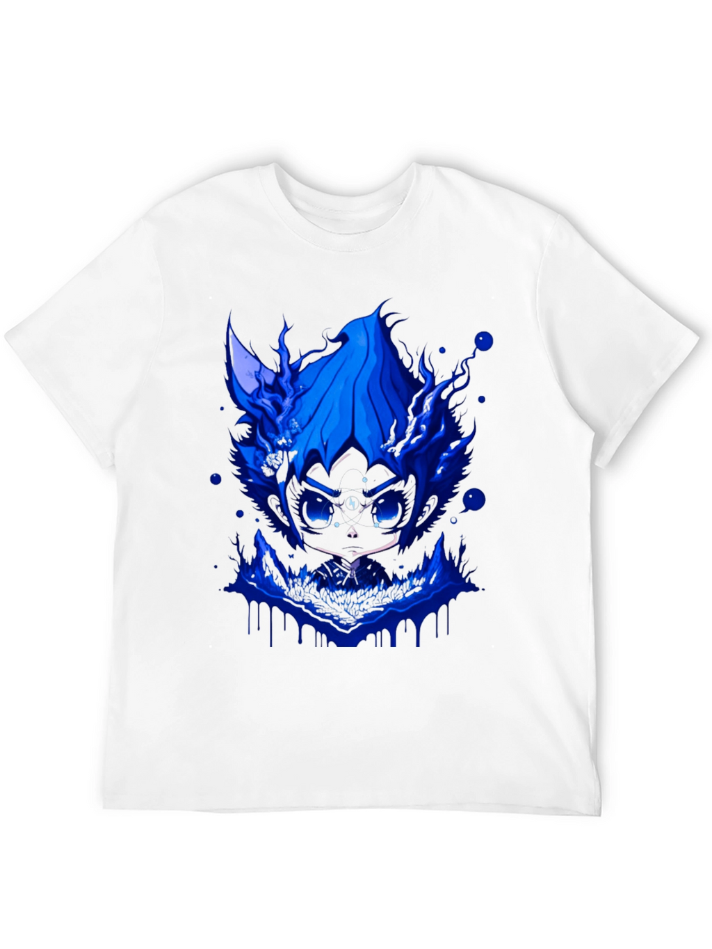 Mens Black T-Shirt with Blue Graphic Design