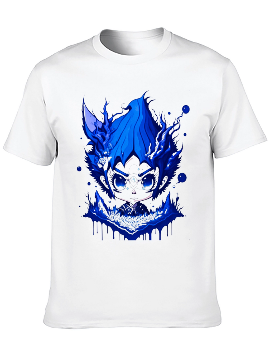 Mens Black T-Shirt with Blue Graphic Design