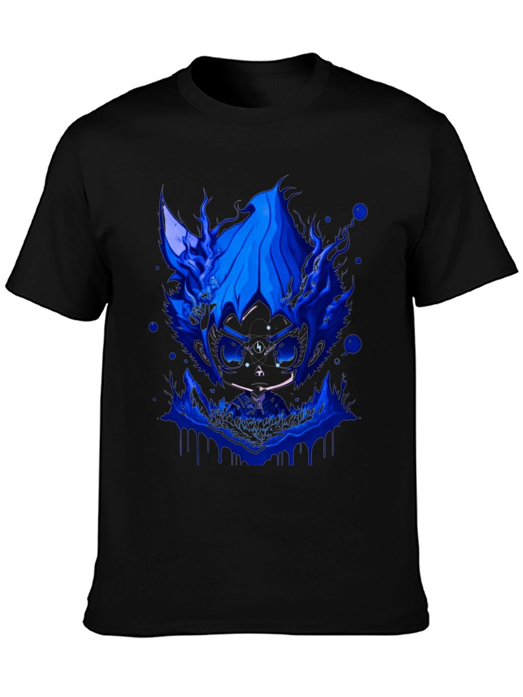 Mens Black T-Shirt with Blue Graphic Design