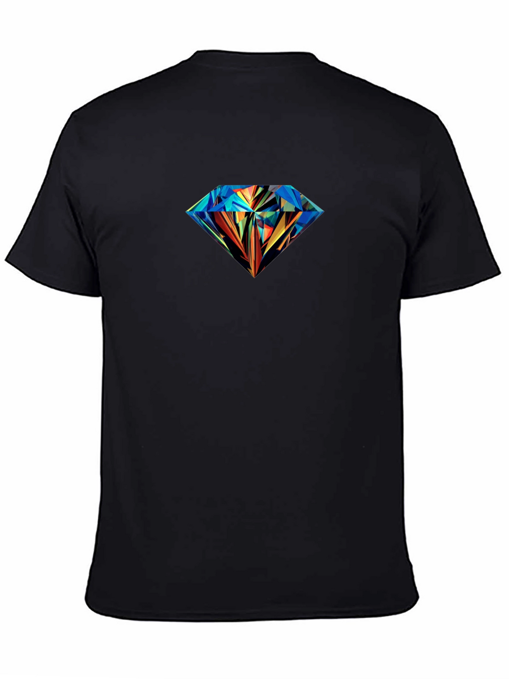 Mens Black T-Shirt with Diamond Graphic Print