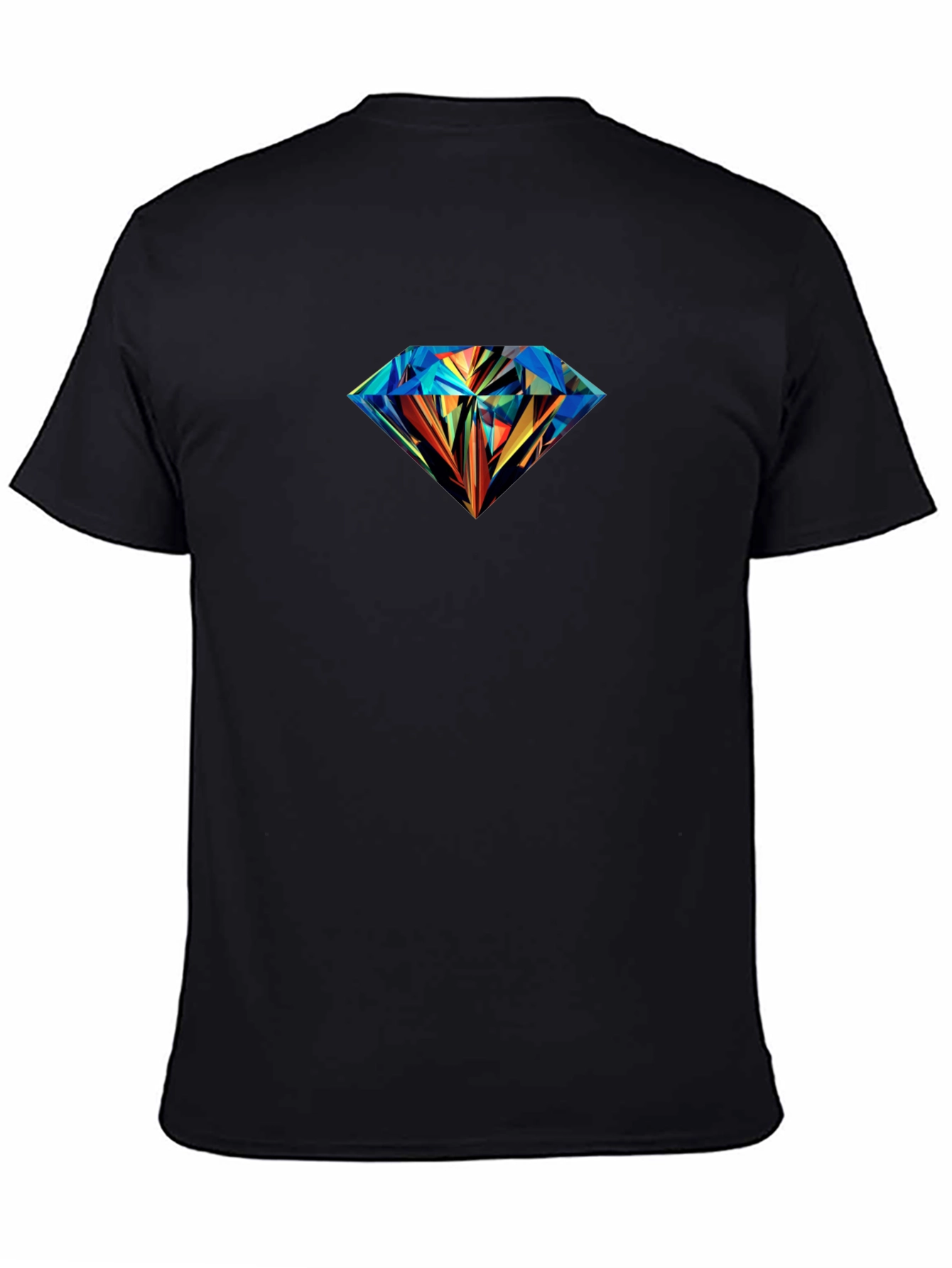 Mens Black T-Shirt with Diamond Graphic Print