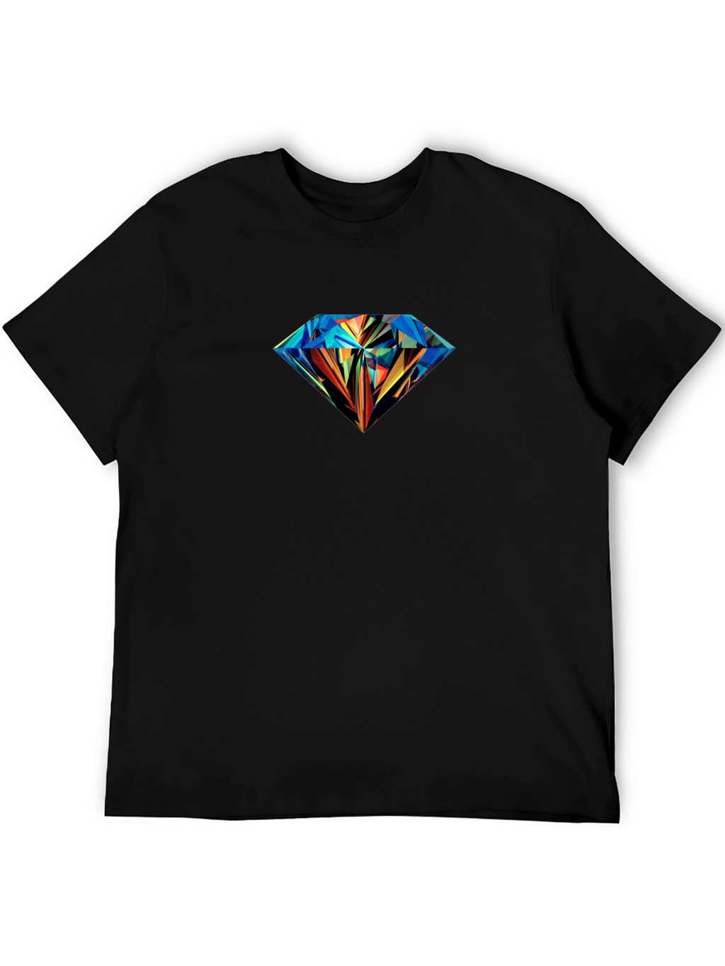 Mens Black T-Shirt with Diamond Graphic Print