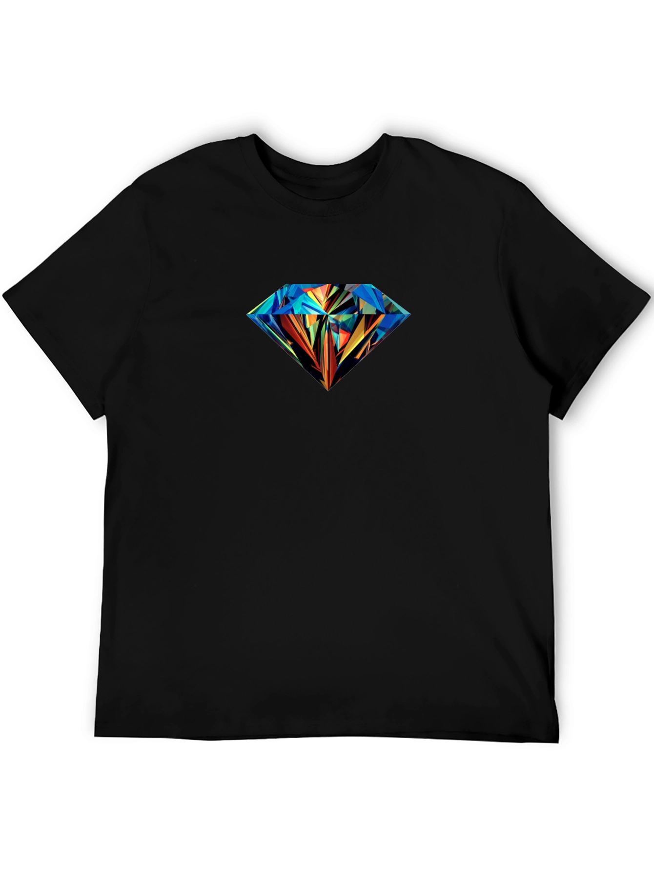 Mens Black T-Shirt with Diamond Graphic Print