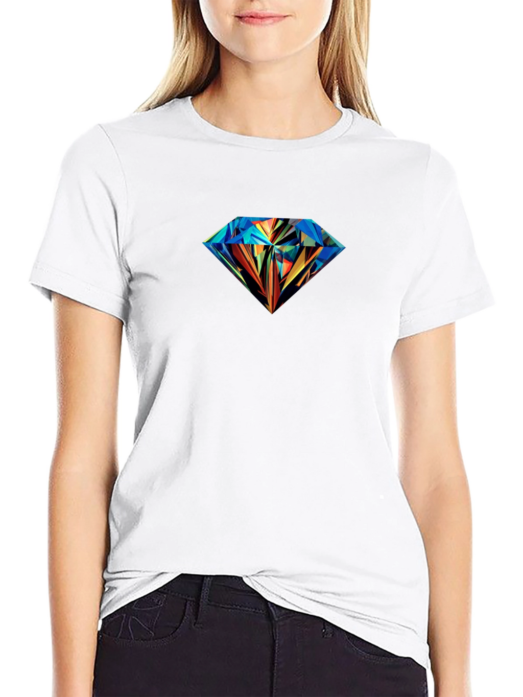 Mens Black T-Shirt with Diamond Graphic Print