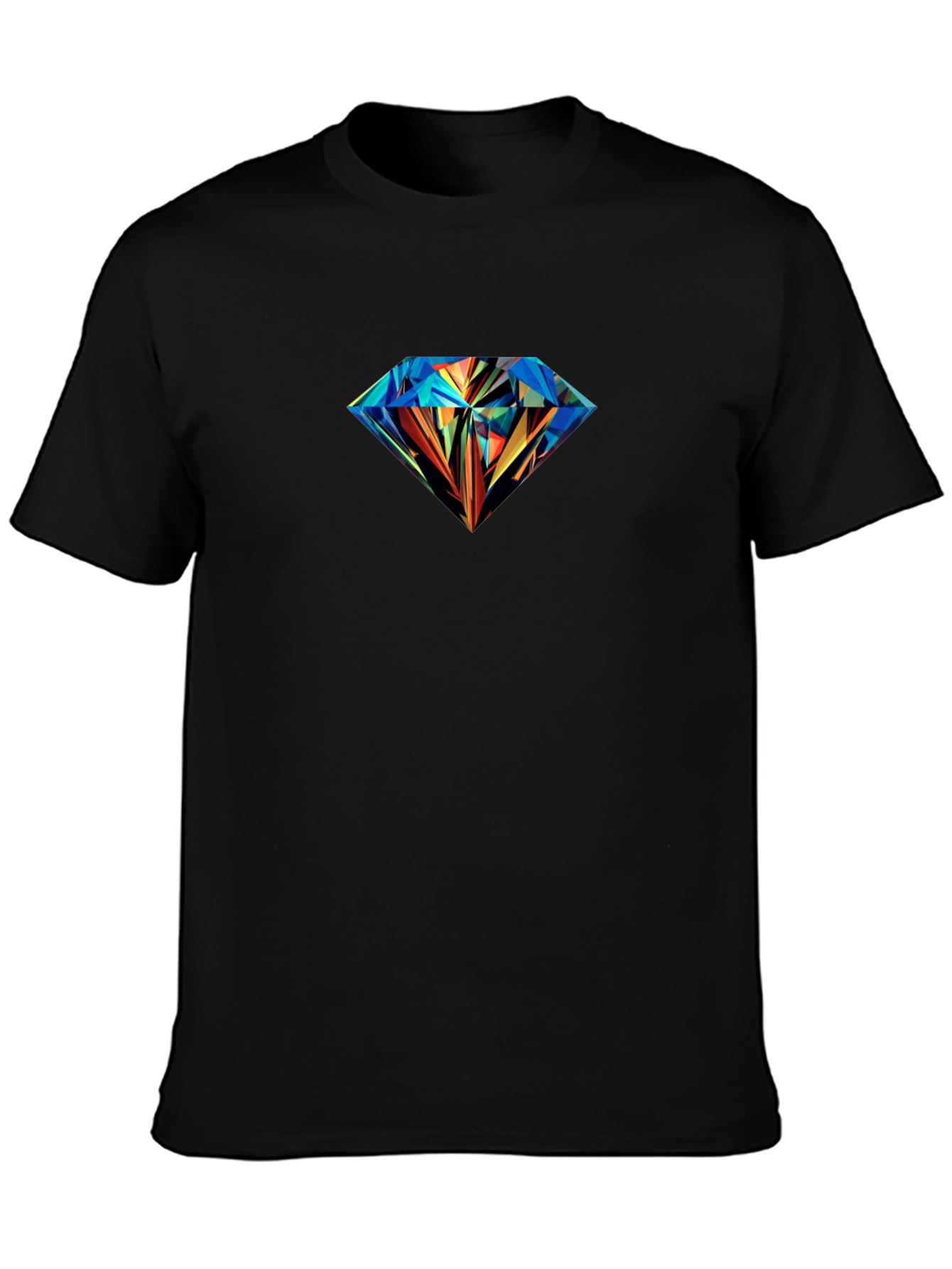Mens Black T-Shirt with Diamond Graphic Print