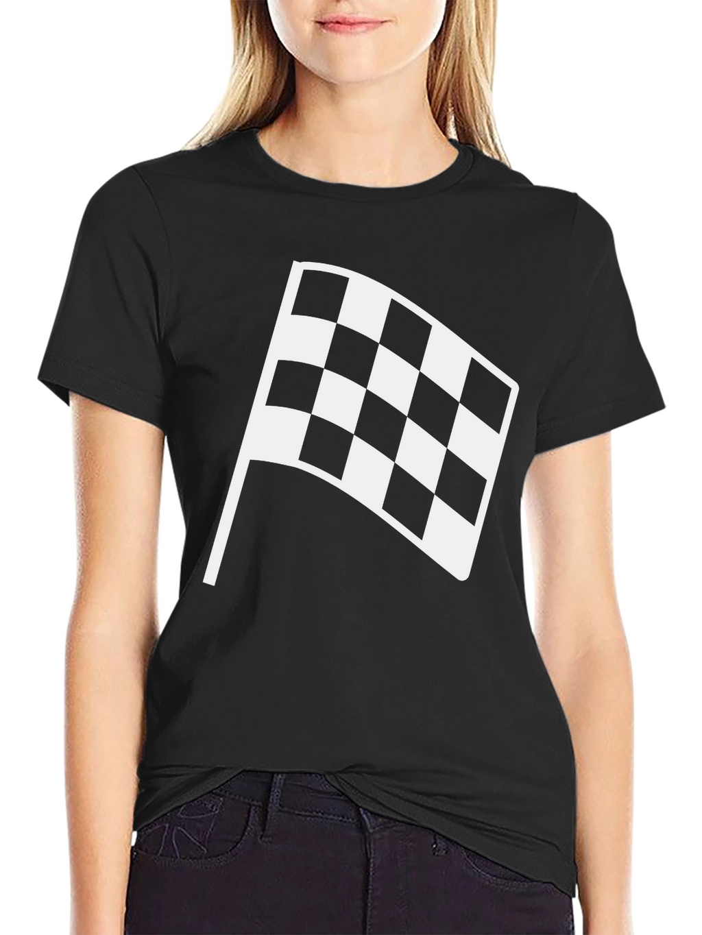 Checkered Flag Graphic Tee - Black