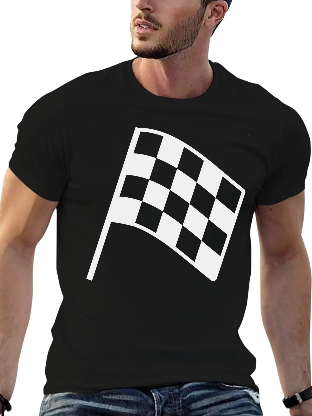 Checkered Flag Graphic Tee - Black