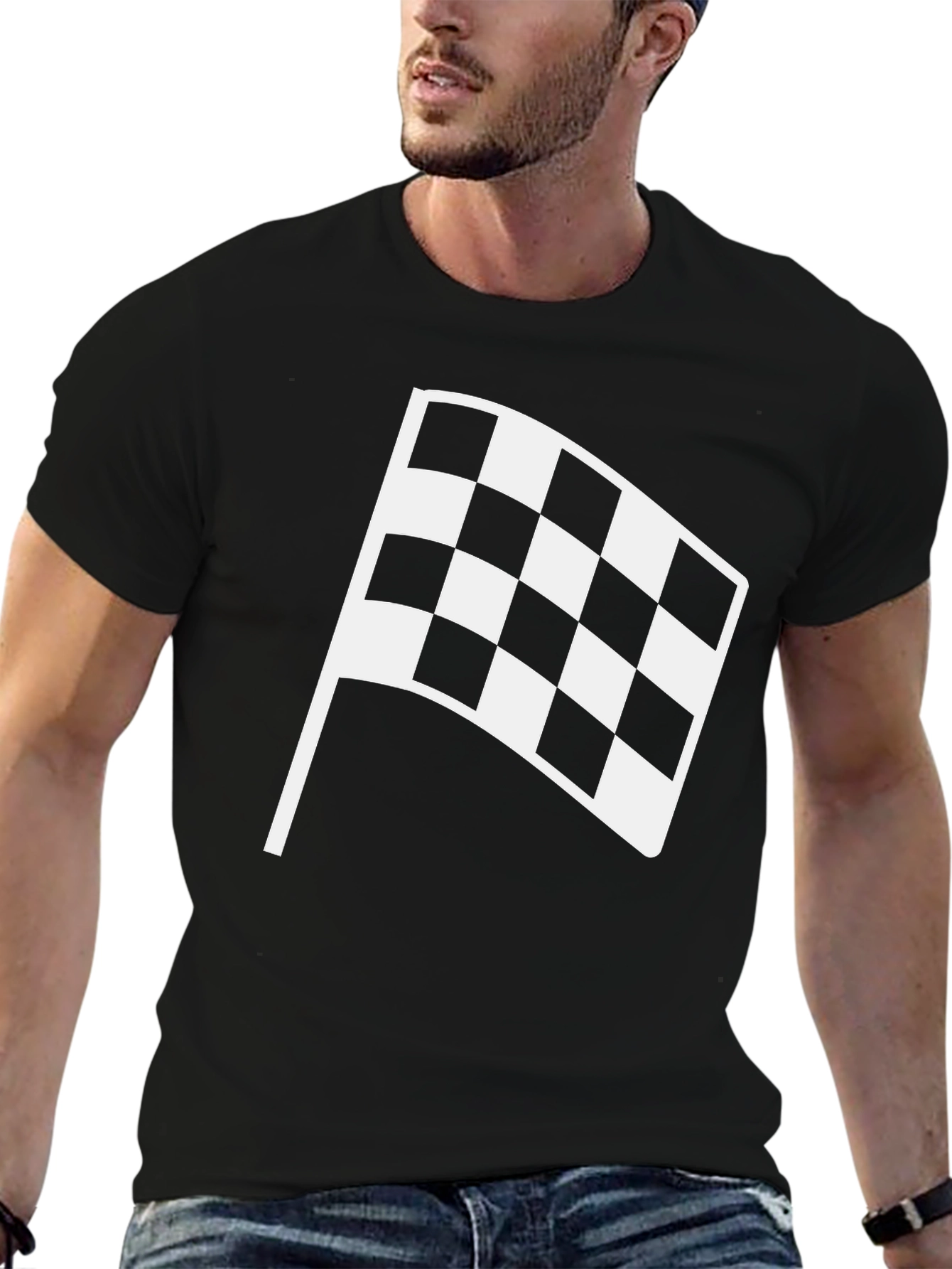 Checkered Flag Graphic Tee - Black