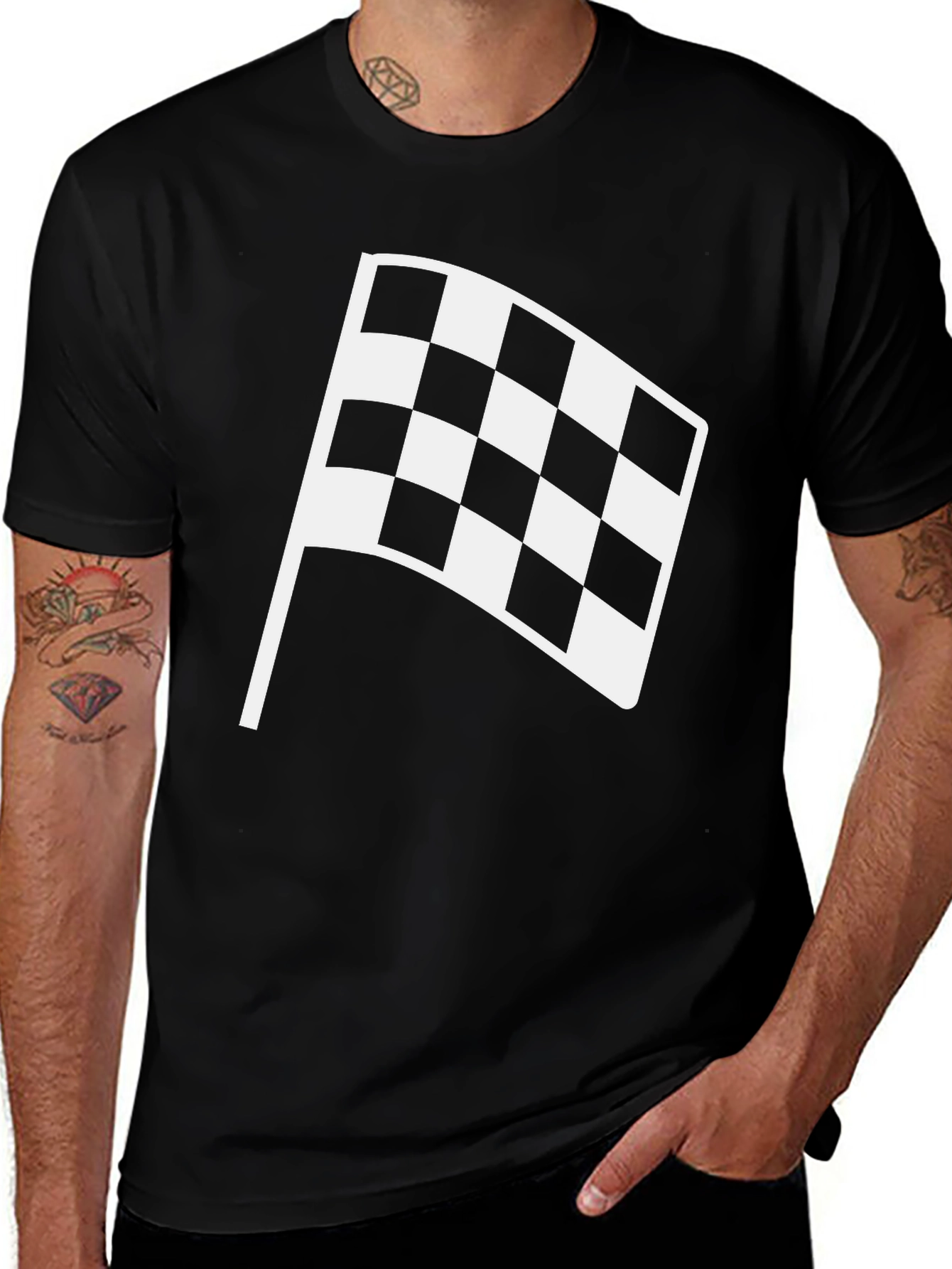 Checkered Flag Graphic Tee - Black