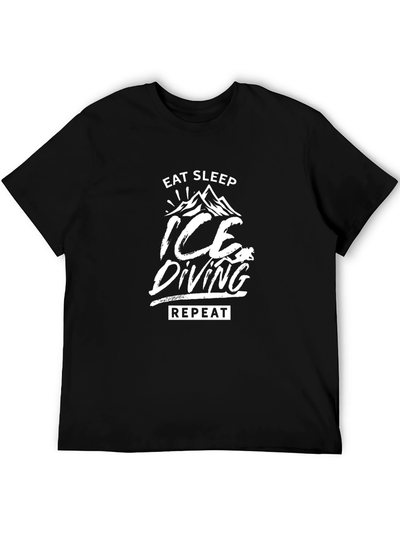 Ice Diving T-Shirt - Eat Sleep Repeat Black Tee