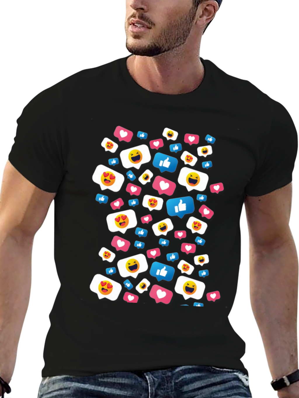 Social Media Emoji T-Shirt - Black Cotton Tee