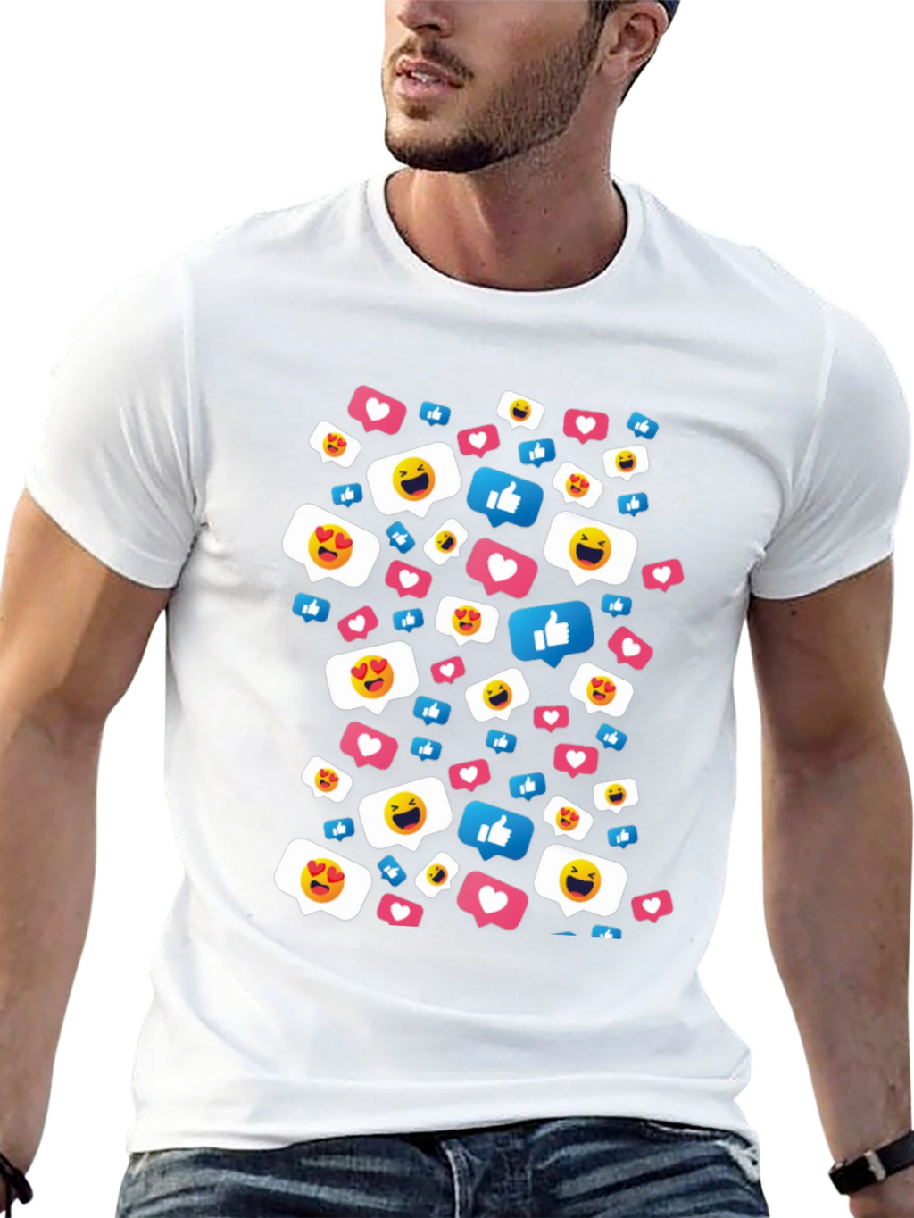Social Media Emoji T-Shirt - Black Cotton Tee