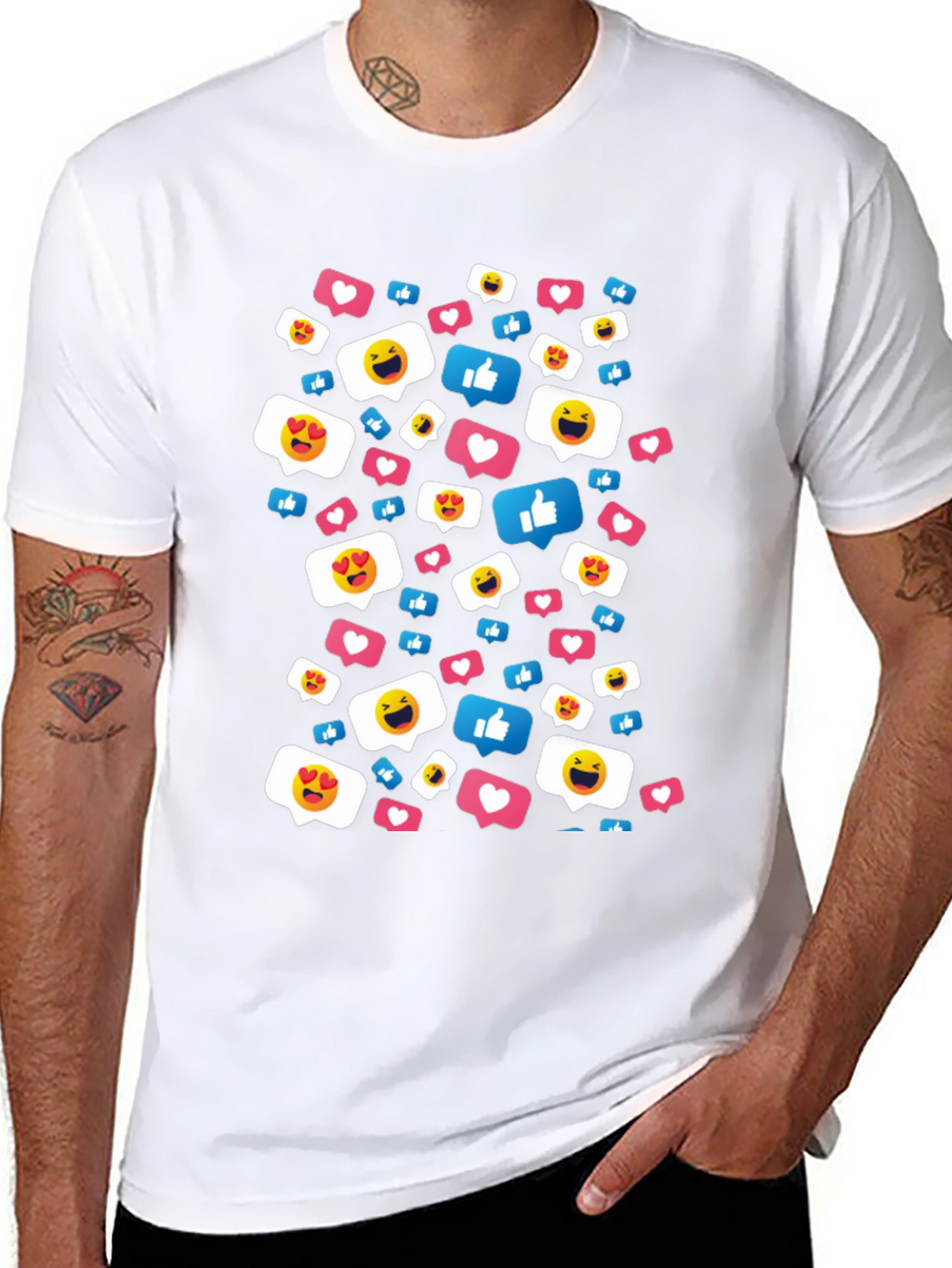 Social Media Emoji T-Shirt - Black Cotton Tee