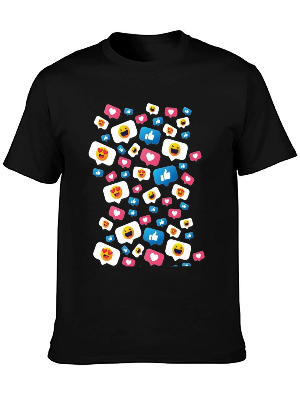 Social Media Emoji T-Shirt - Black Cotton Tee
