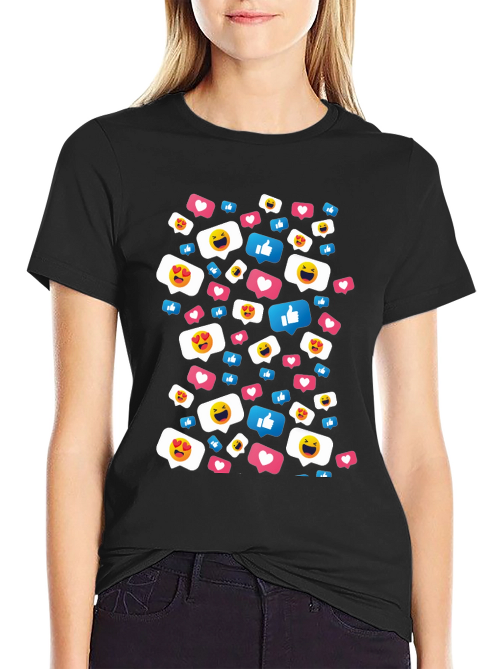 Social Media Emoji T-Shirt - Black Cotton Tee