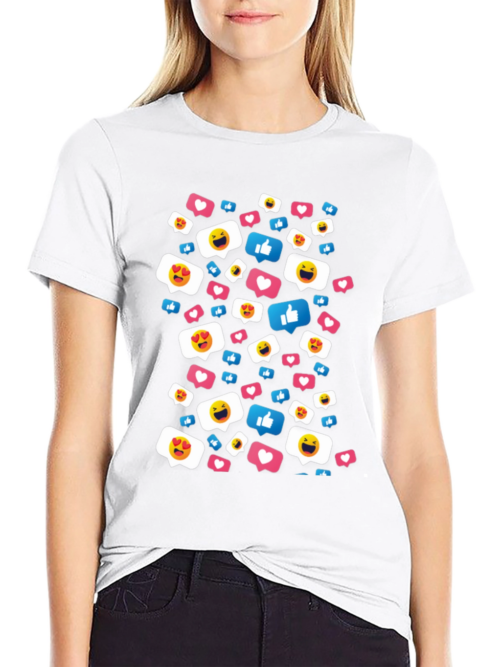 Social Media Emoji T-Shirt - Black Cotton Tee
