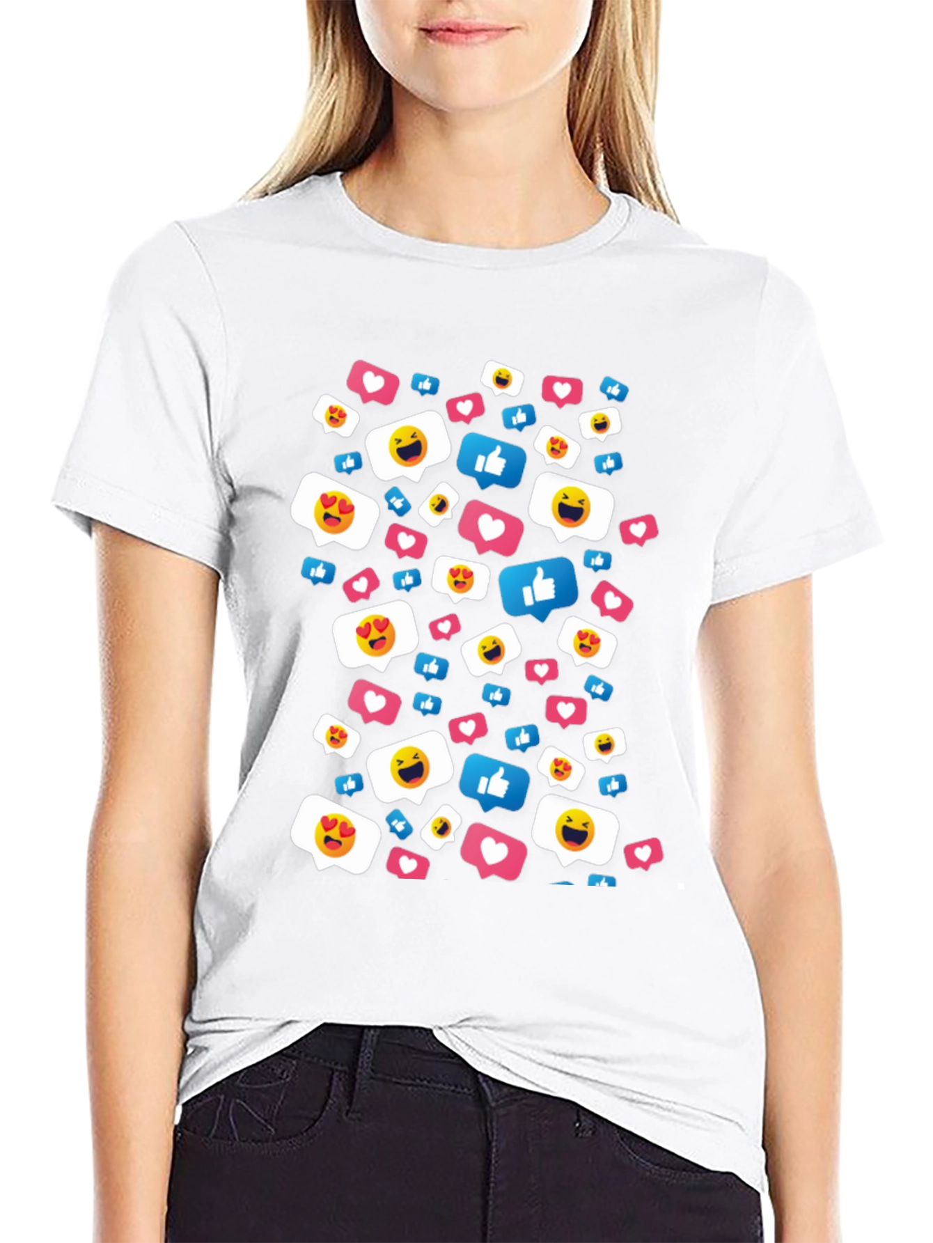 Social Media Emoji T-Shirt - Black Cotton Tee