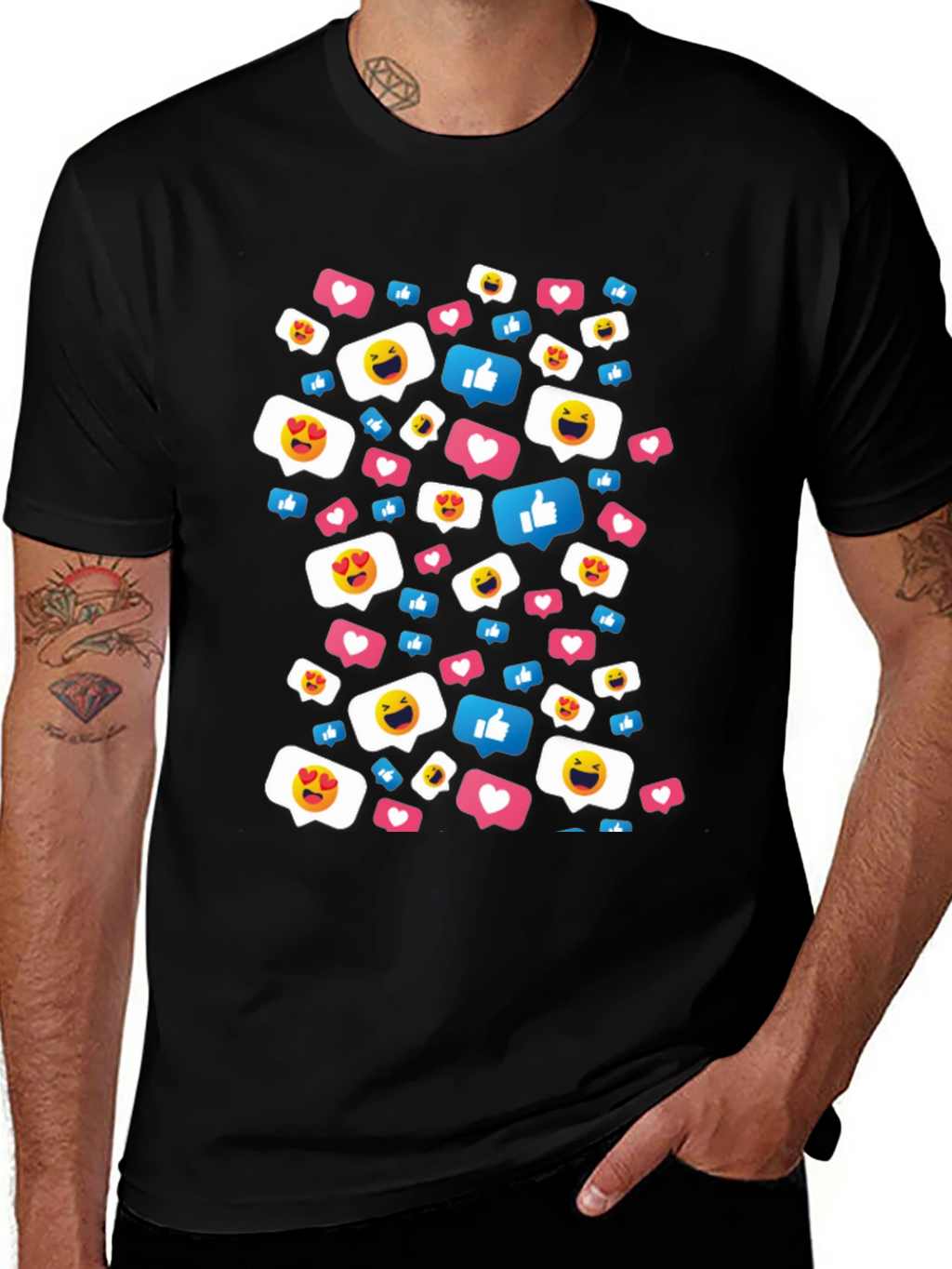 Social Media Emoji T-Shirt - Black Cotton Tee