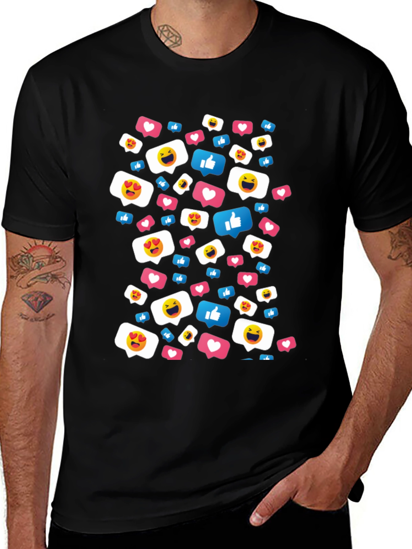 Social Media Emoji T-Shirt - Black Cotton Tee