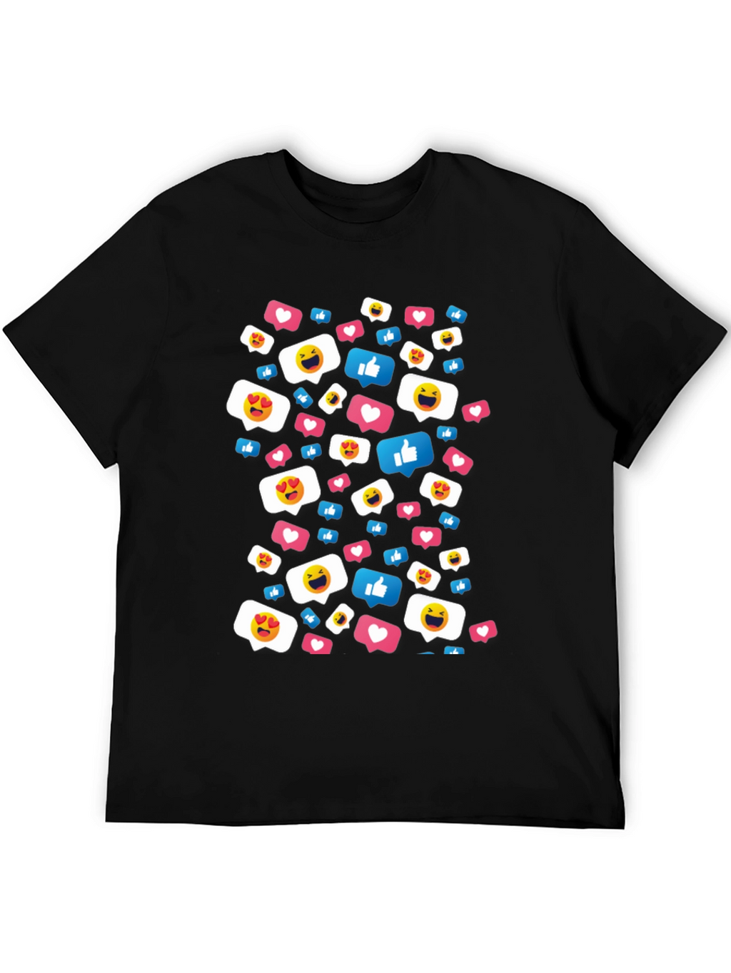 Social Media Emoji T-Shirt - Black Cotton Tee