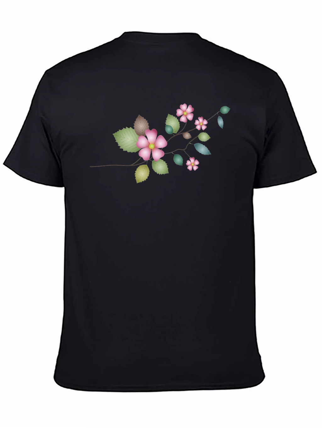 Floral Branch Black T-Shirt