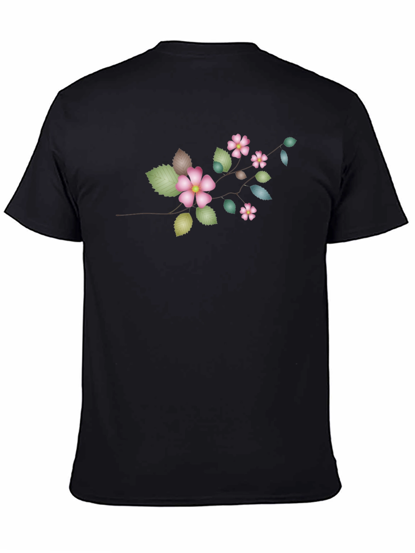 Floral Branch Black T-Shirt