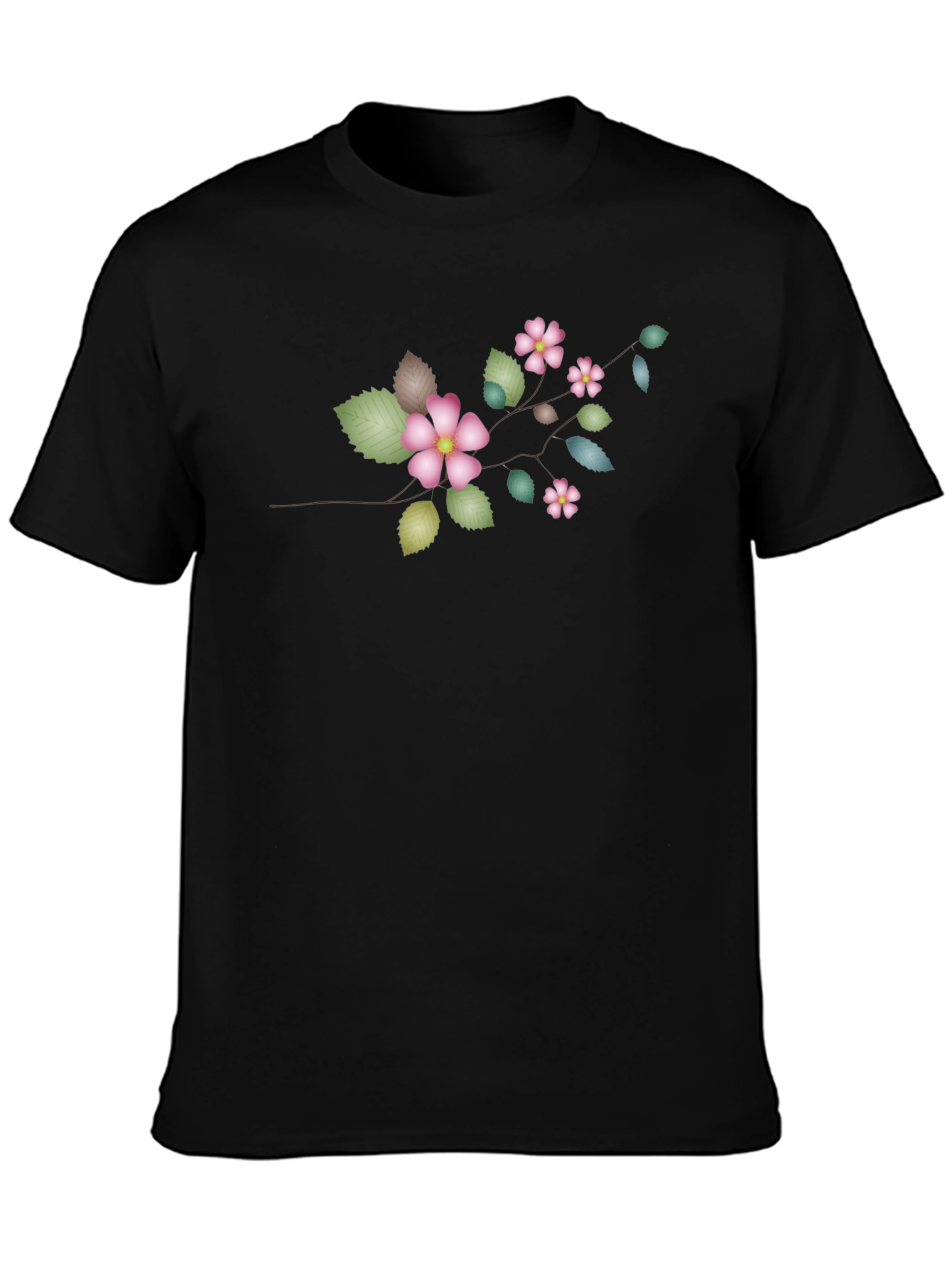 Floral Branch Black T-Shirt