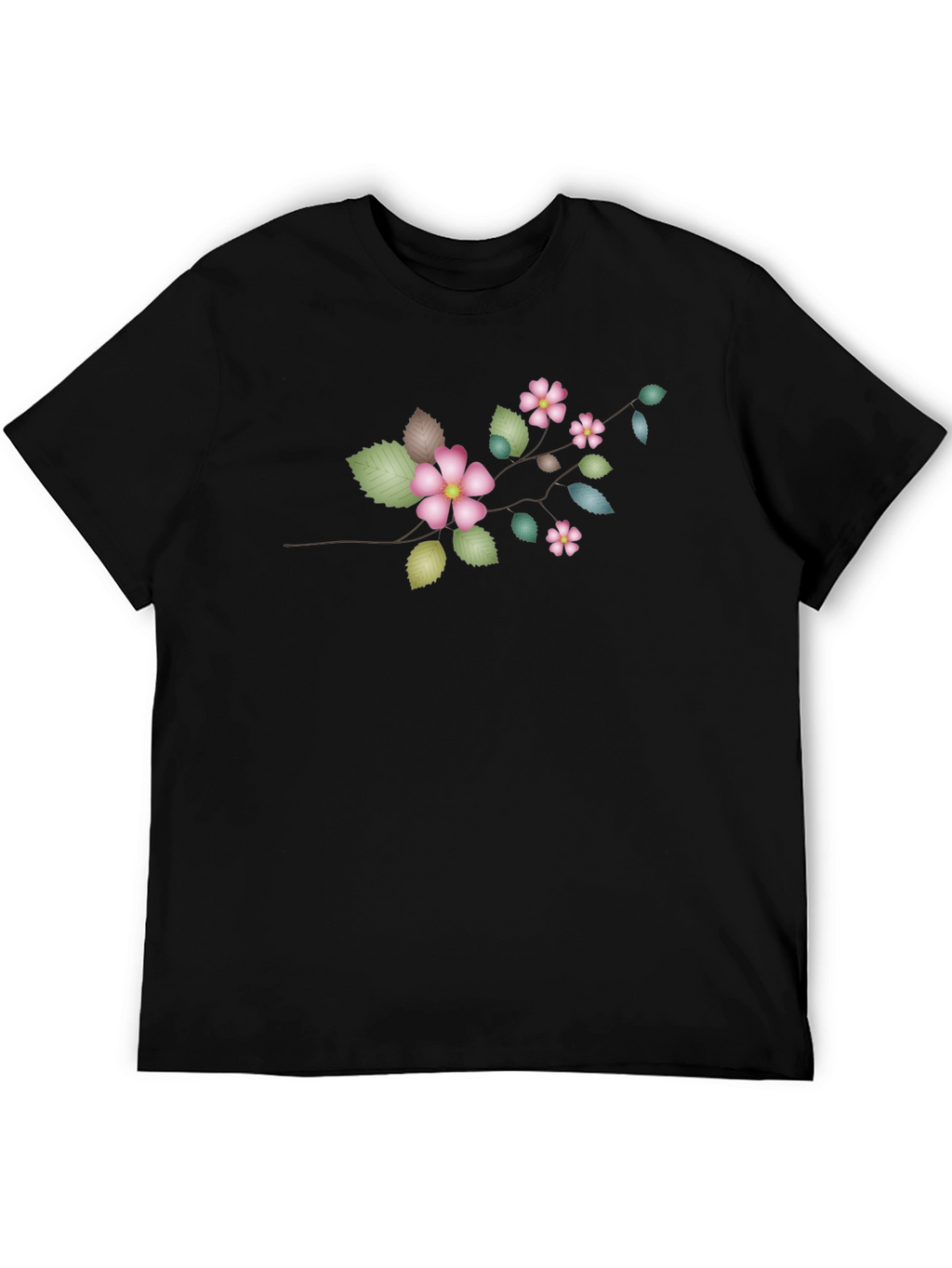 Floral Branch Black T-Shirt