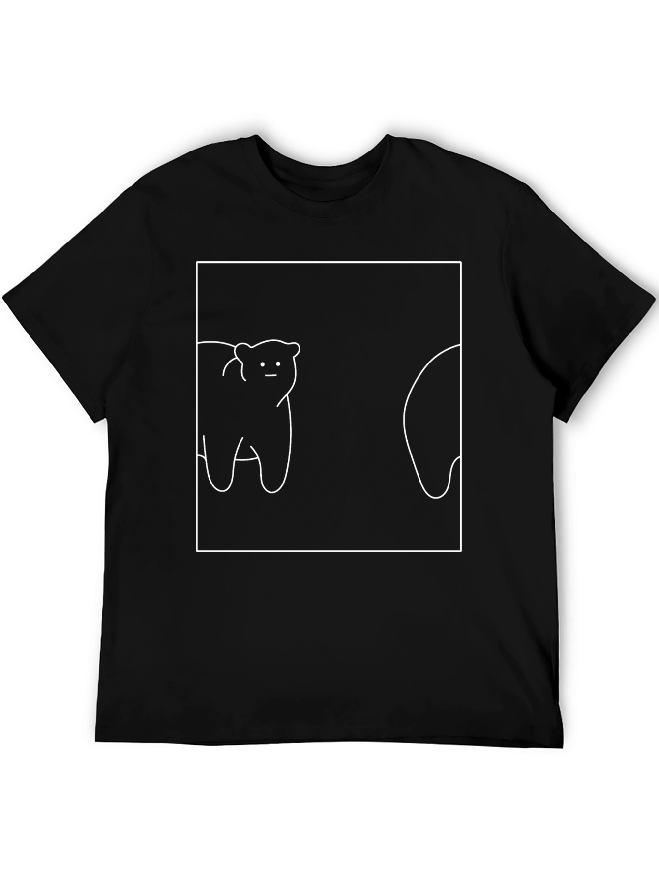 Minimalist Bear Graphic Black T-Shirt