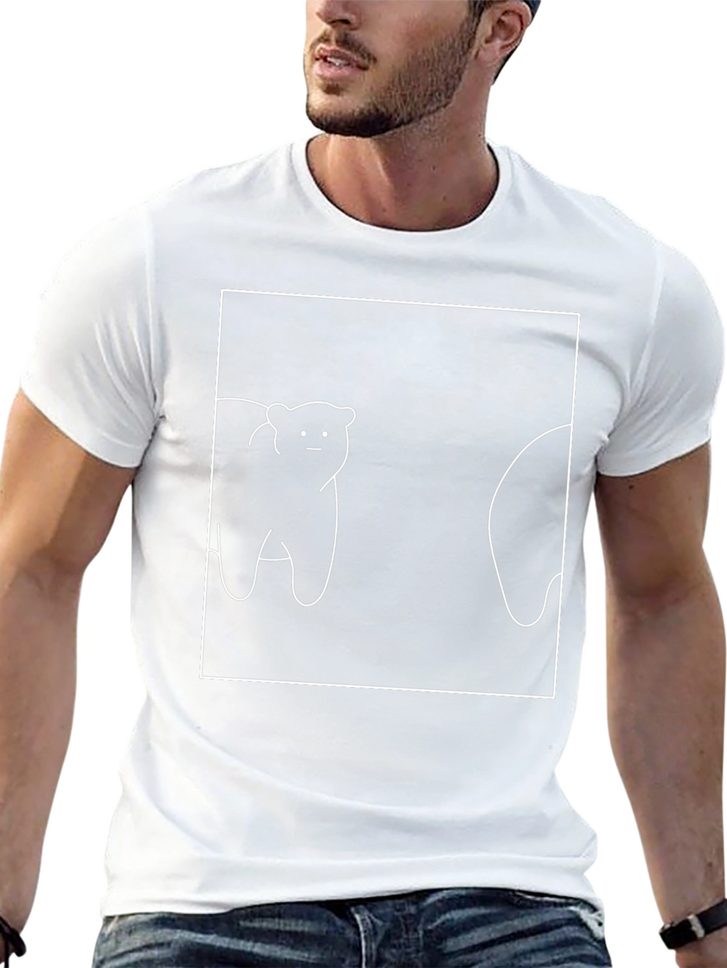 Minimalist Bear Graphic Black T-Shirt