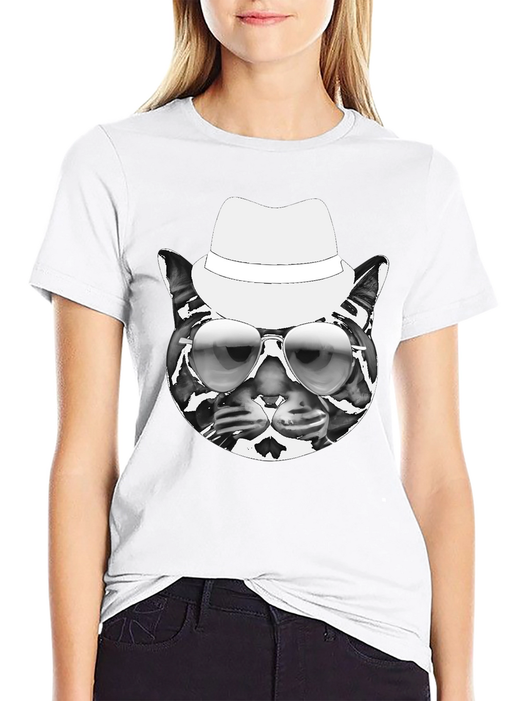 Cool Cat Tee - Black T-Shirt with Cat Graphic