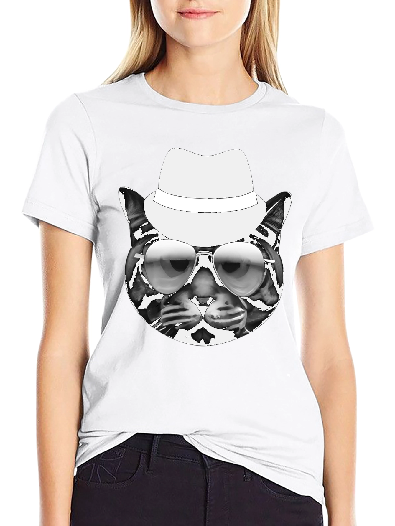 Cool Cat Tee - Black T-Shirt with Cat Graphic
