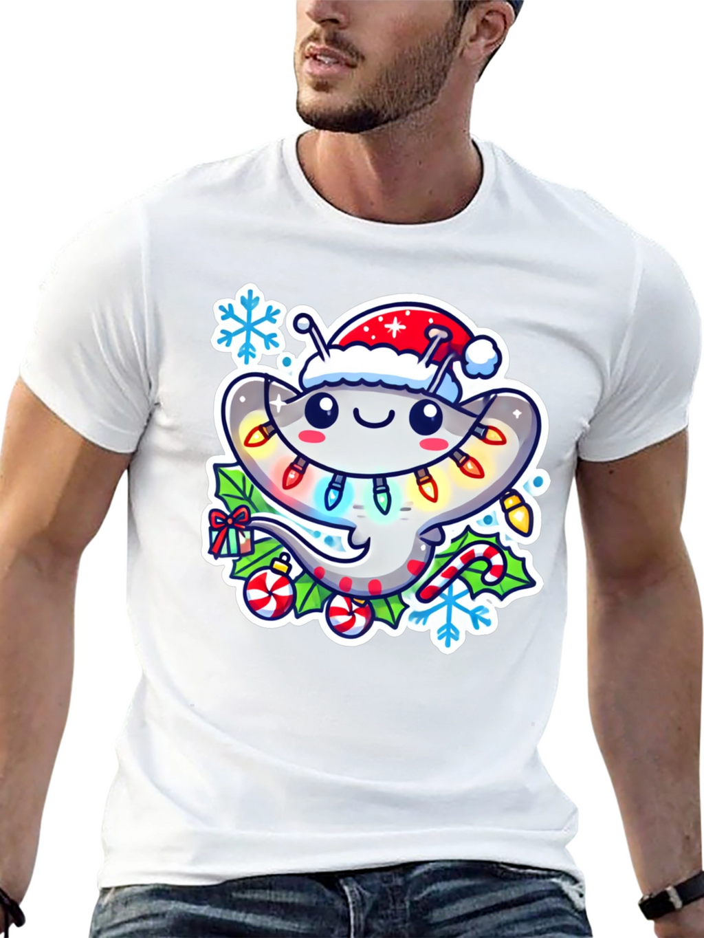 Christmas Stingray Santa Hat T-Shirt