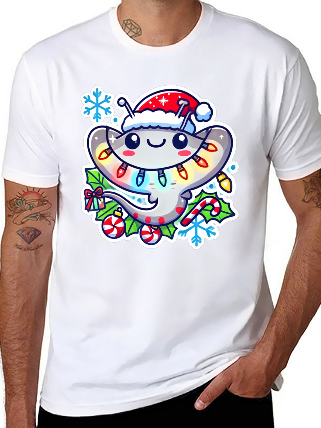 Christmas Stingray Santa Hat T-Shirt