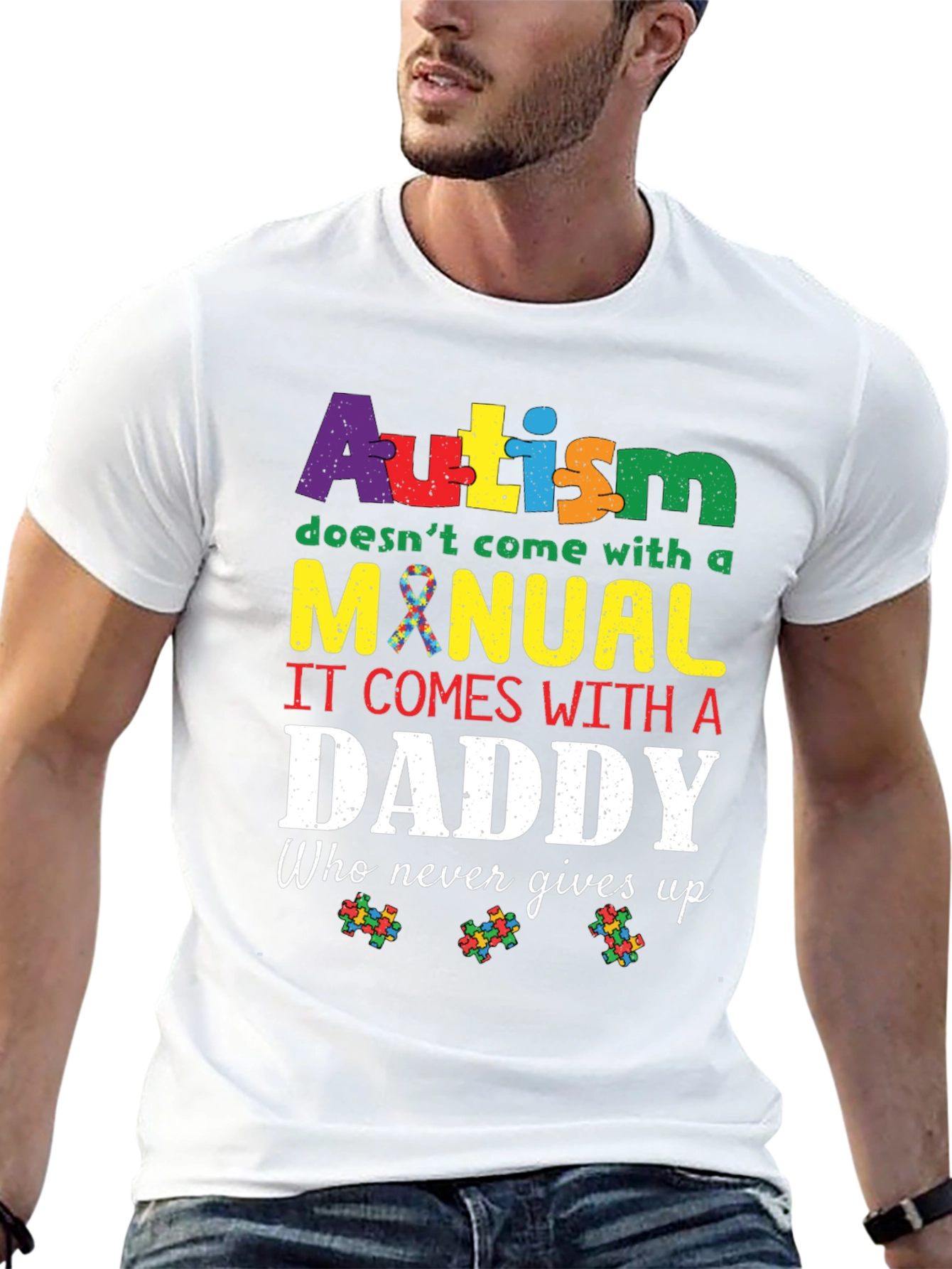 Autism Daddy T-Shirt: Supportive Fathers Day Tee