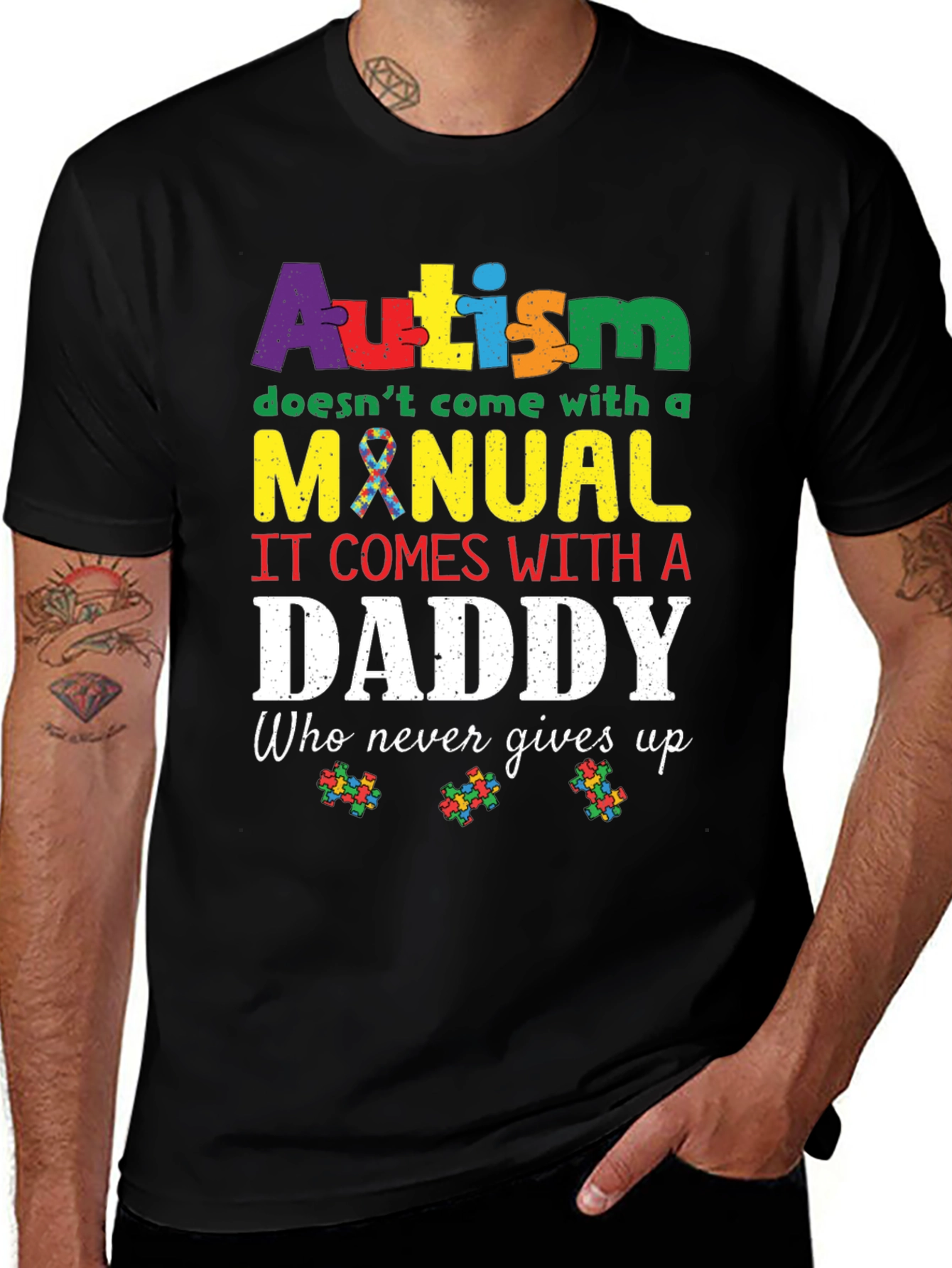 Autism Daddy T-Shirt: Supportive Fathers Day Tee