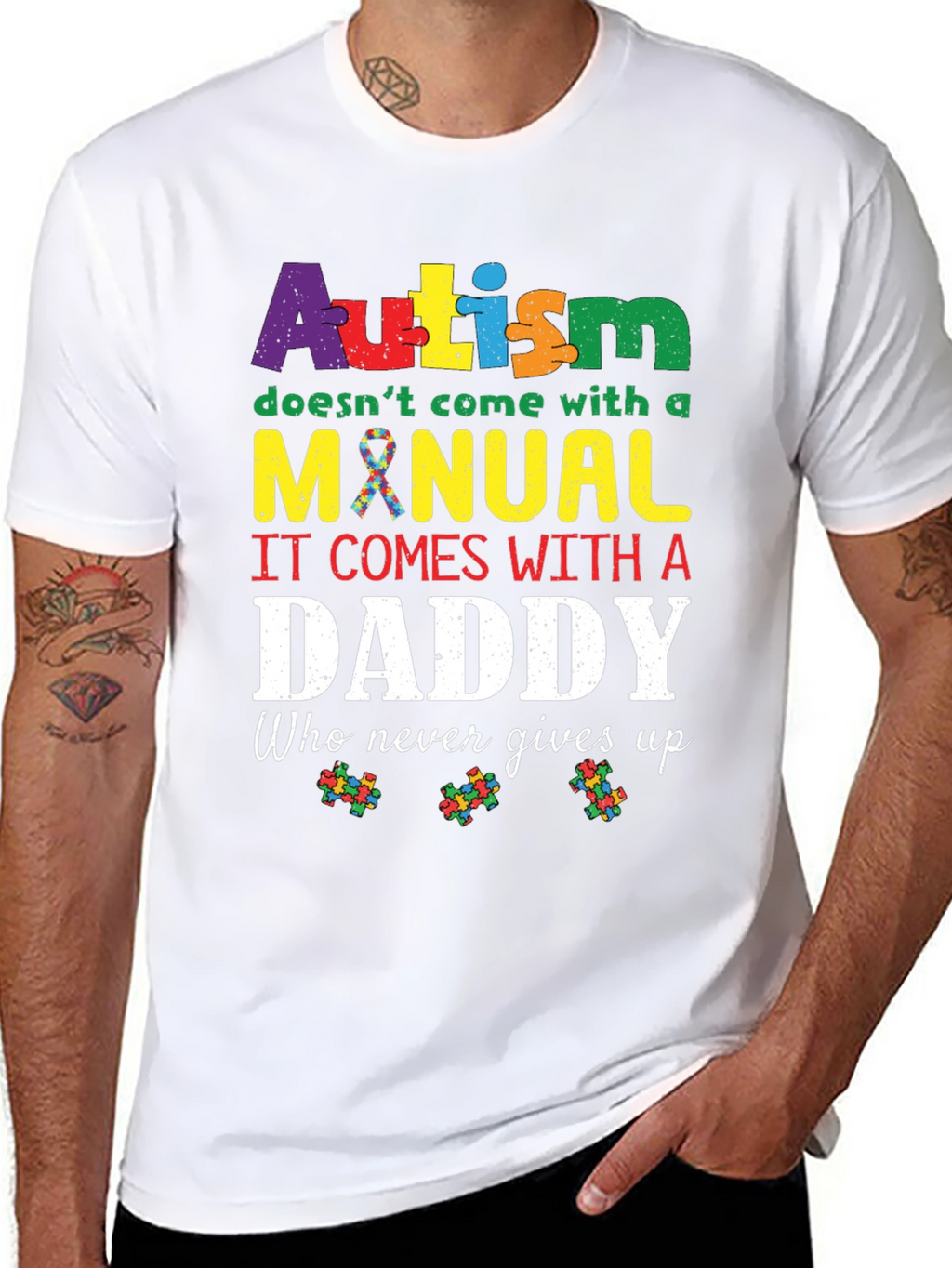 Autism Daddy T-Shirt: Supportive Fathers Day Tee
