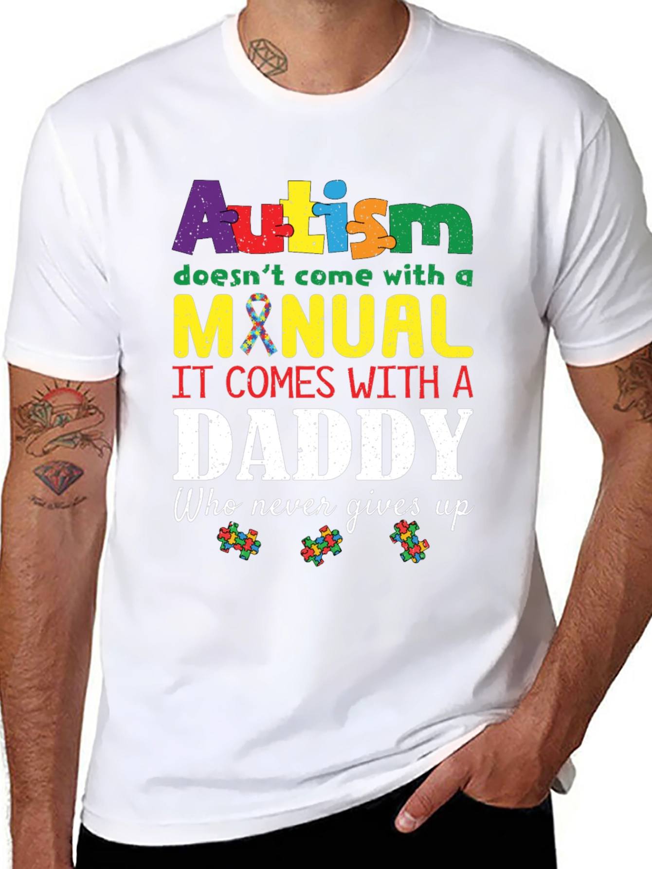 Autism Daddy T-Shirt: Supportive Fathers Day Tee