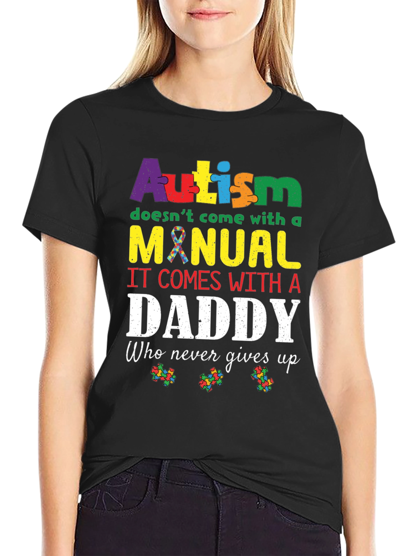 Autism Daddy T-Shirt: Supportive Fathers Day Tee