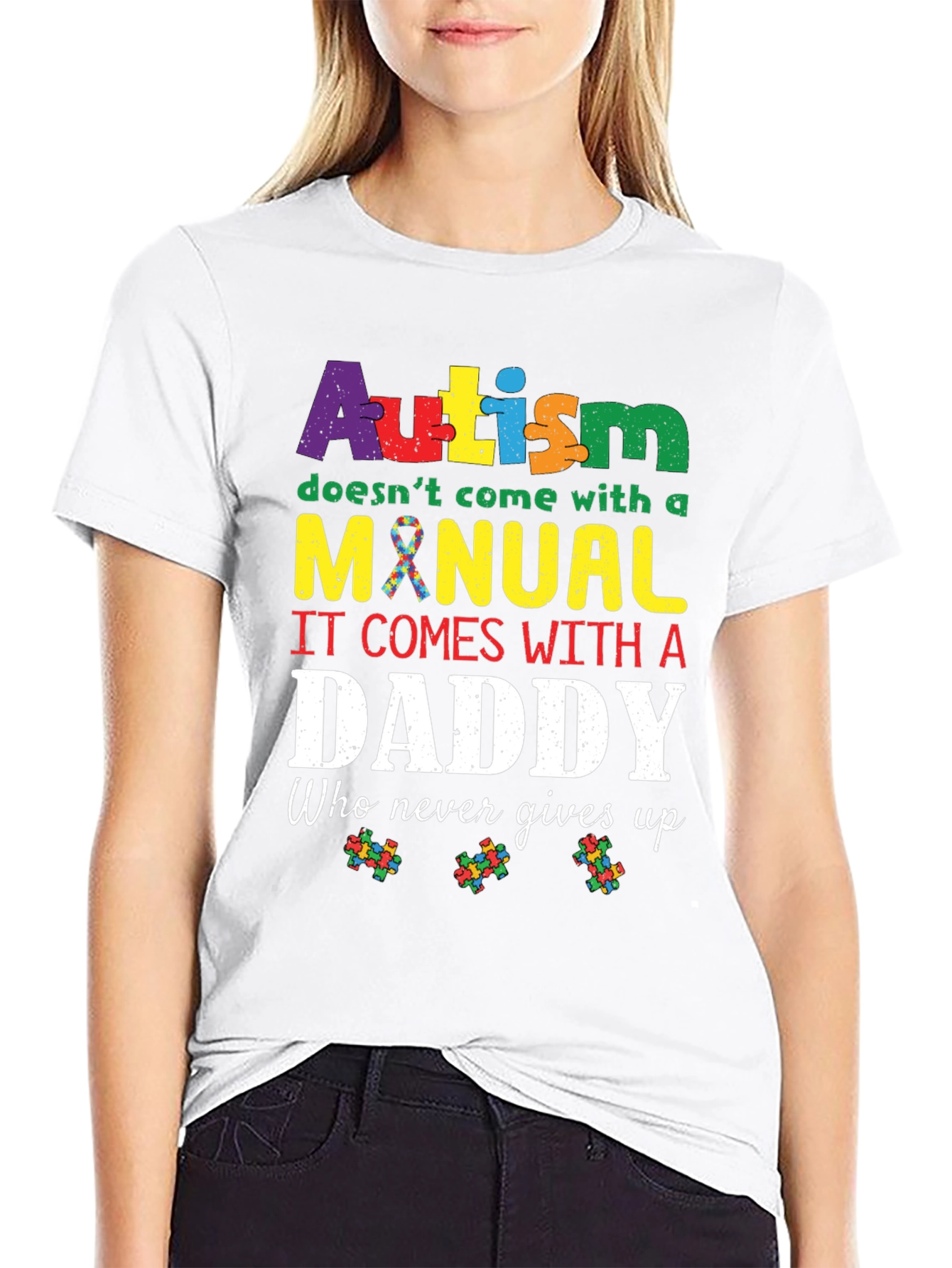 Autism Daddy T-Shirt: Supportive Fathers Day Tee
