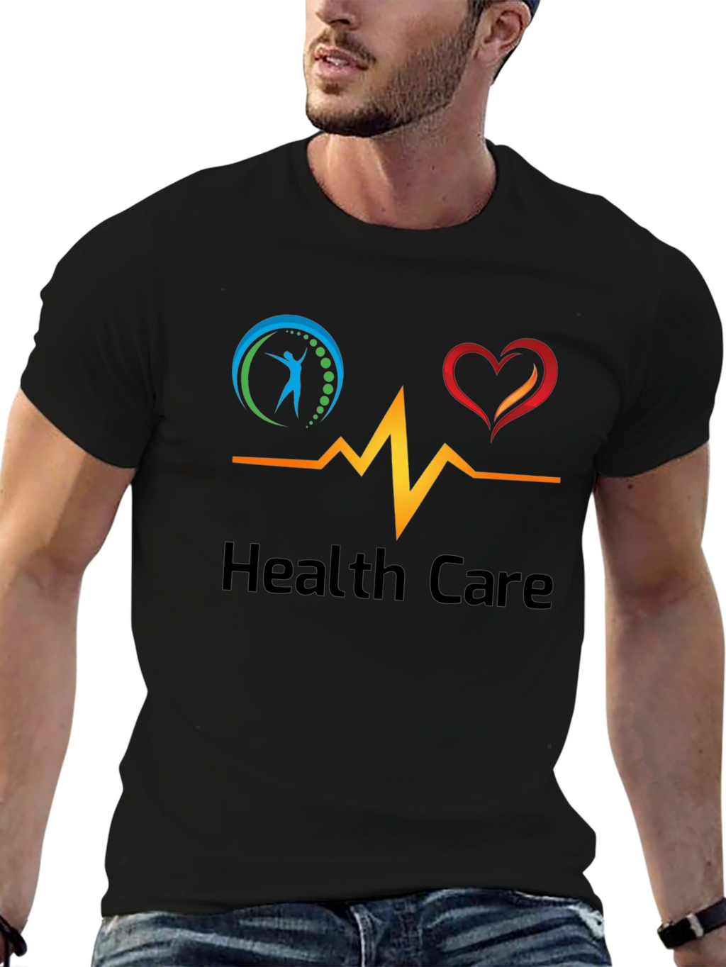 Health Care Graphic Black T-Shirt