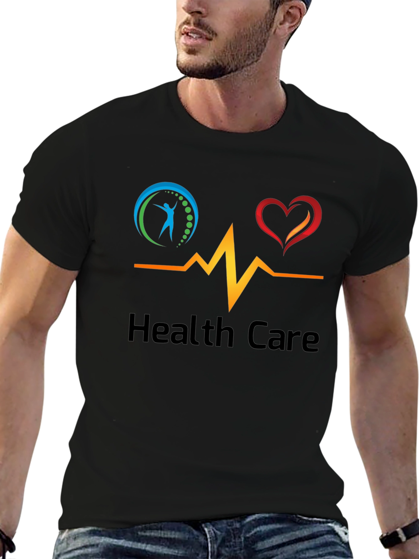 Health Care Graphic Black T-Shirt