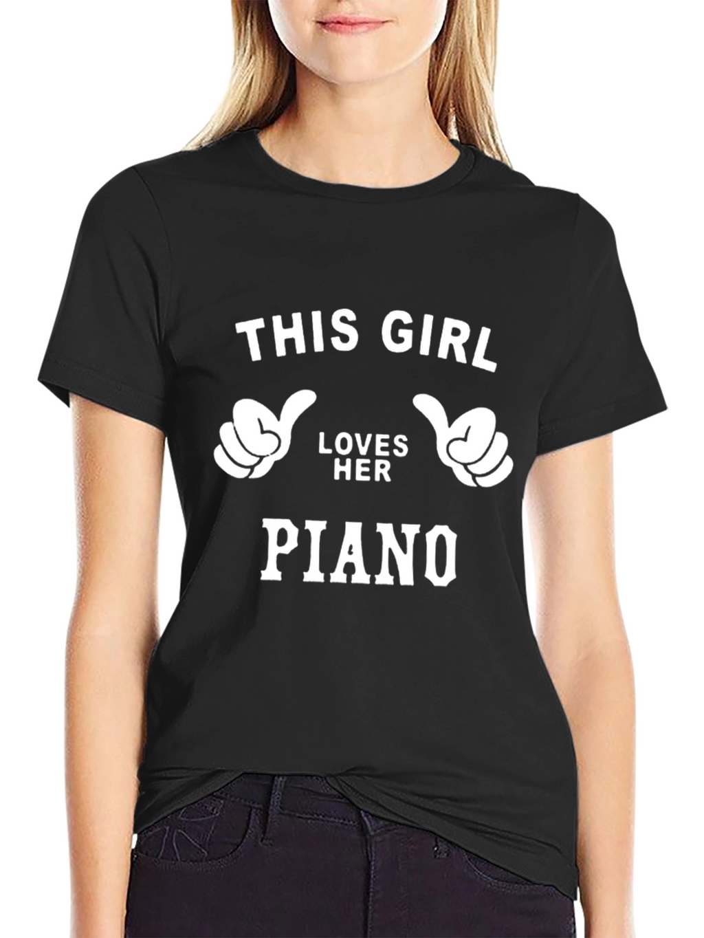 This Girl Loves Her Piano Black T-Shirt