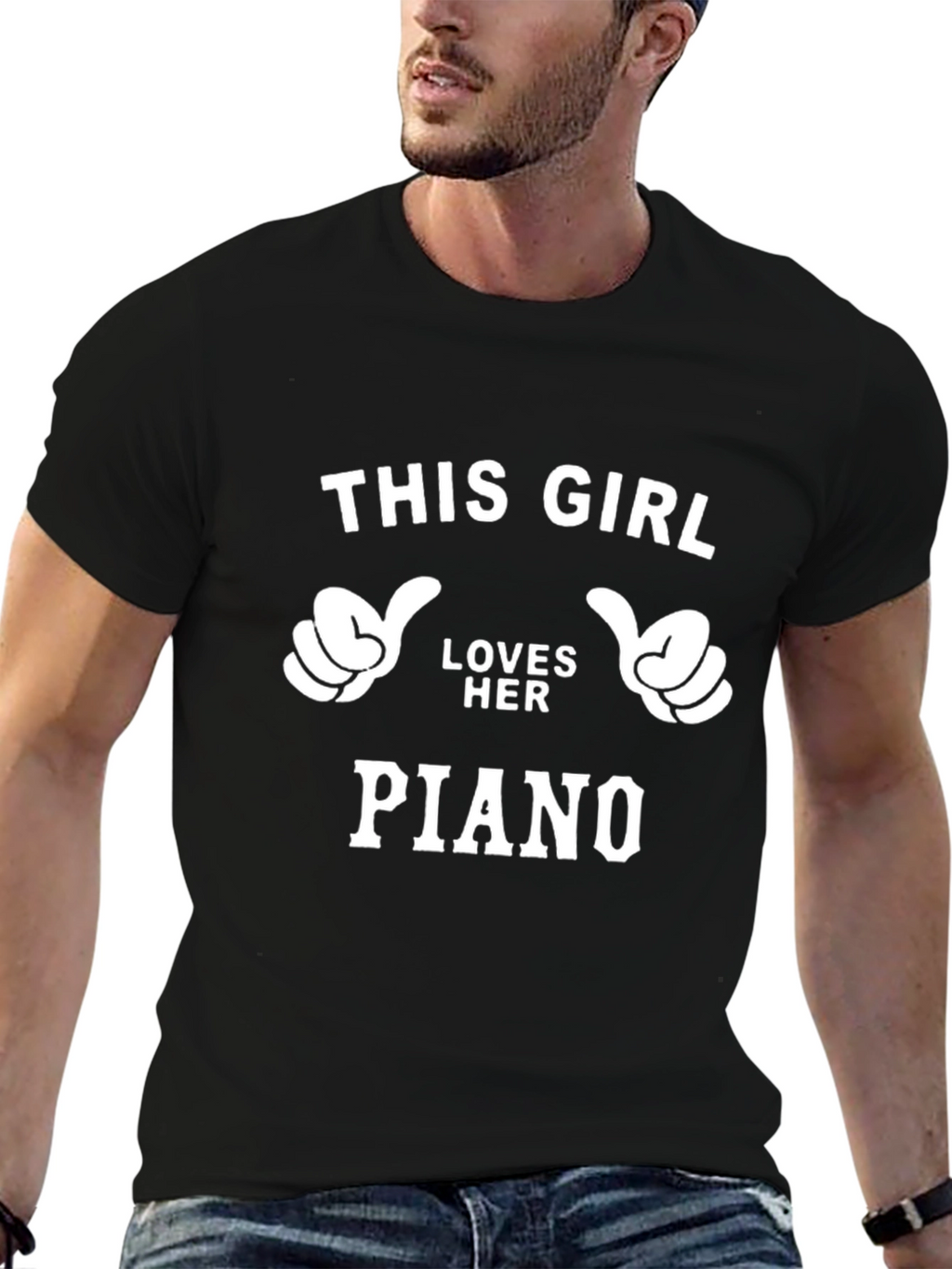 This Girl Loves Her Piano Black T-Shirt