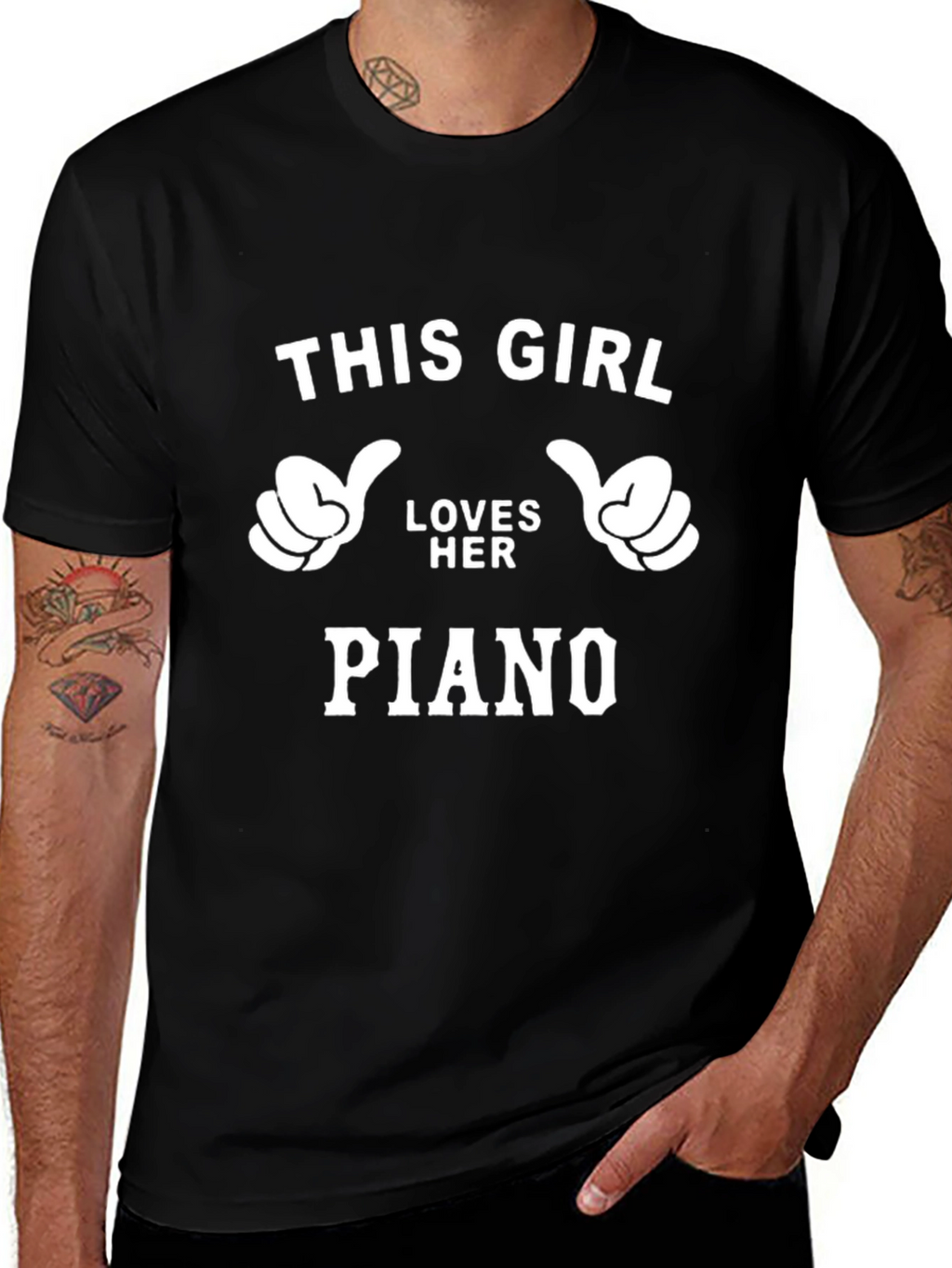 This Girl Loves Her Piano Black T-Shirt